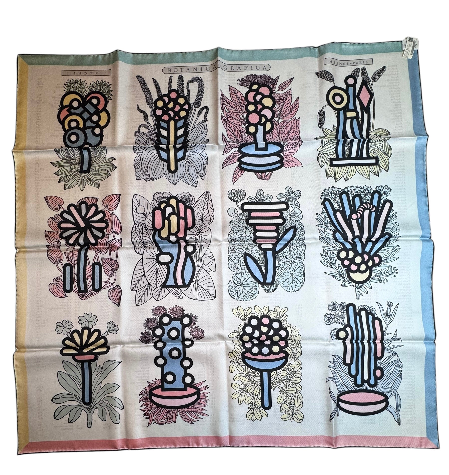 Hermes Botanica Grafica Silk Scarf 90 | Double Sided Design