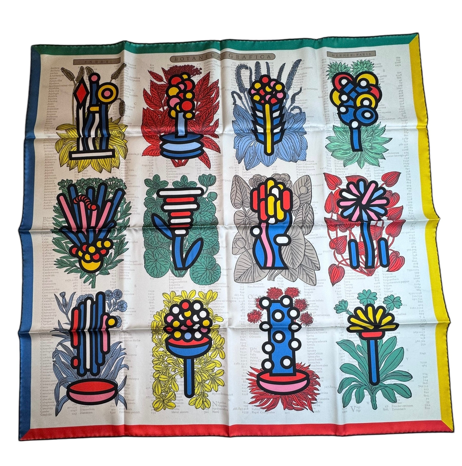 Hermes Botanica Grafica Silk Scarf 90 | Double Sided Design