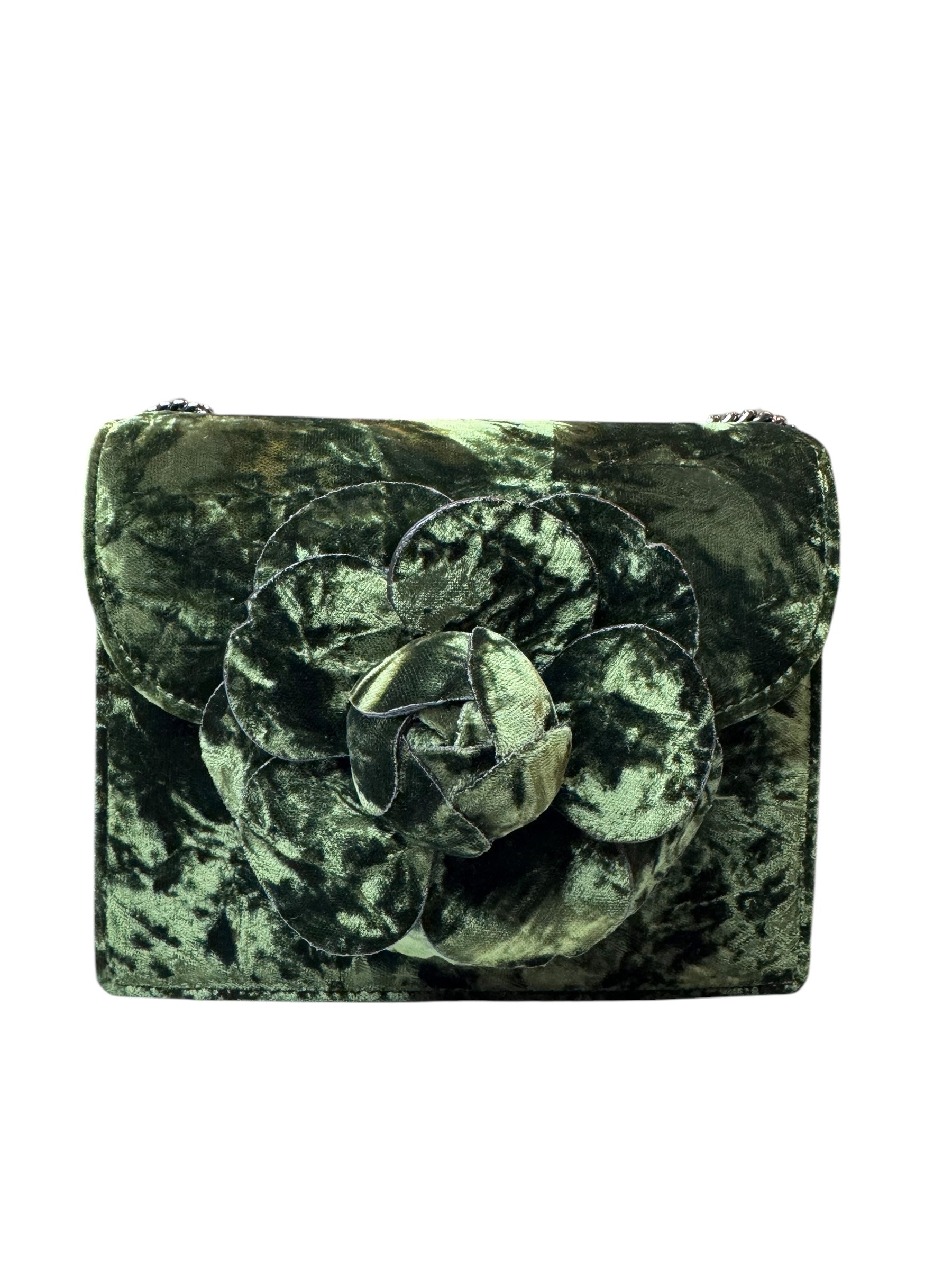 Oscar de la Renta Flower Velvet Chain Crossbody | Elegant Design