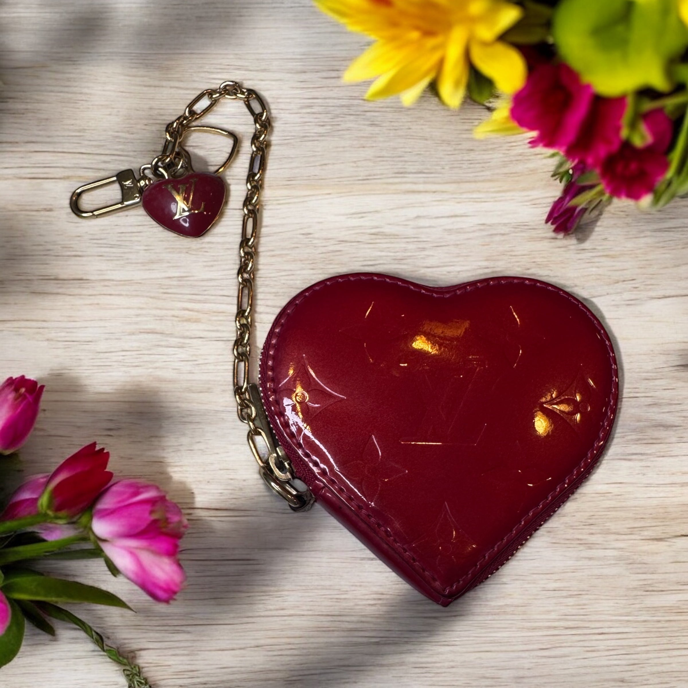 Louis Vuitton Vernis Heart Coin Purse Charm | Elegant Accessory