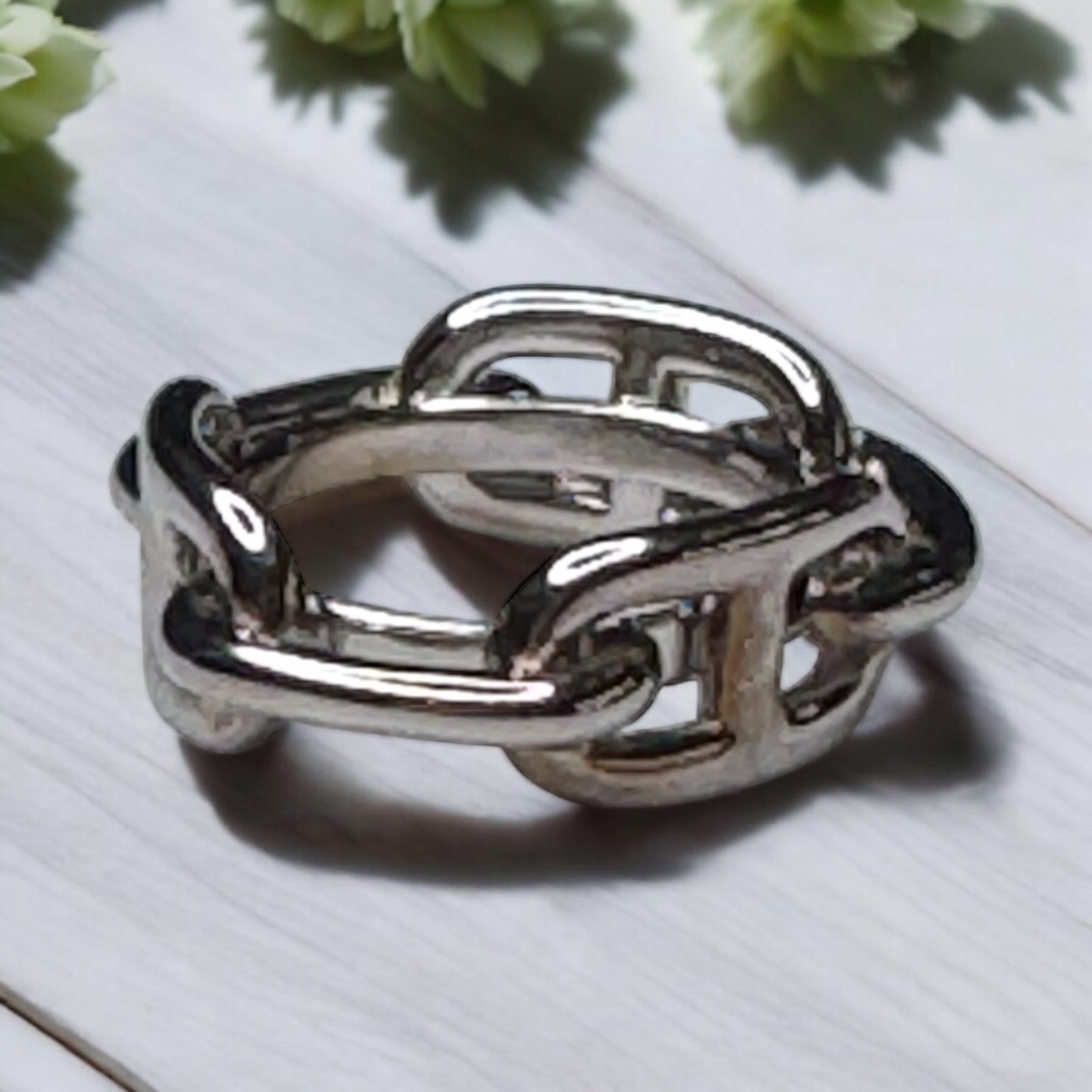 Hermès Silver Scarf Ring | Elegant Accessory