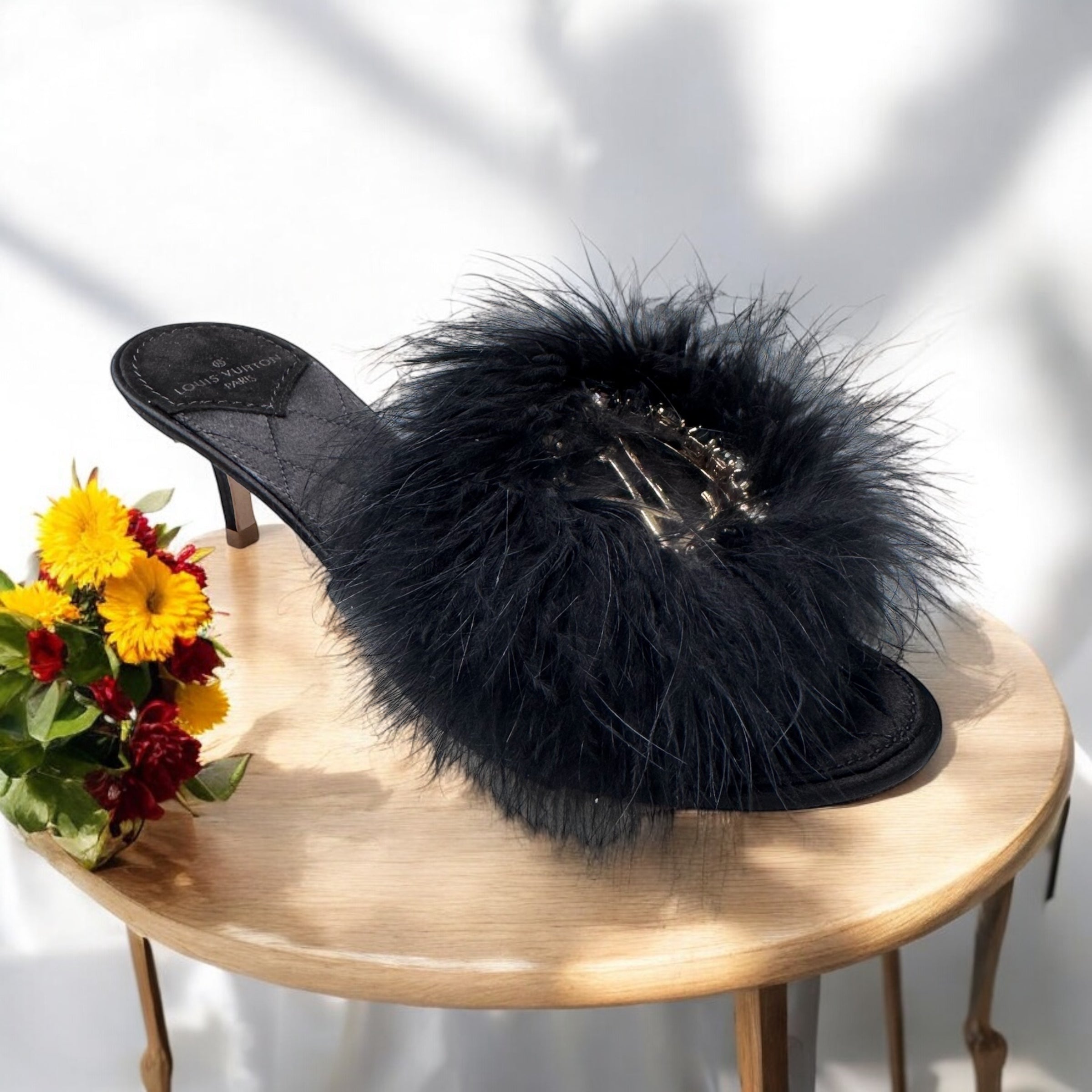 Louis Vuitton Marilyn Kitten Heels 35.5 | Fur & Crystal Glam