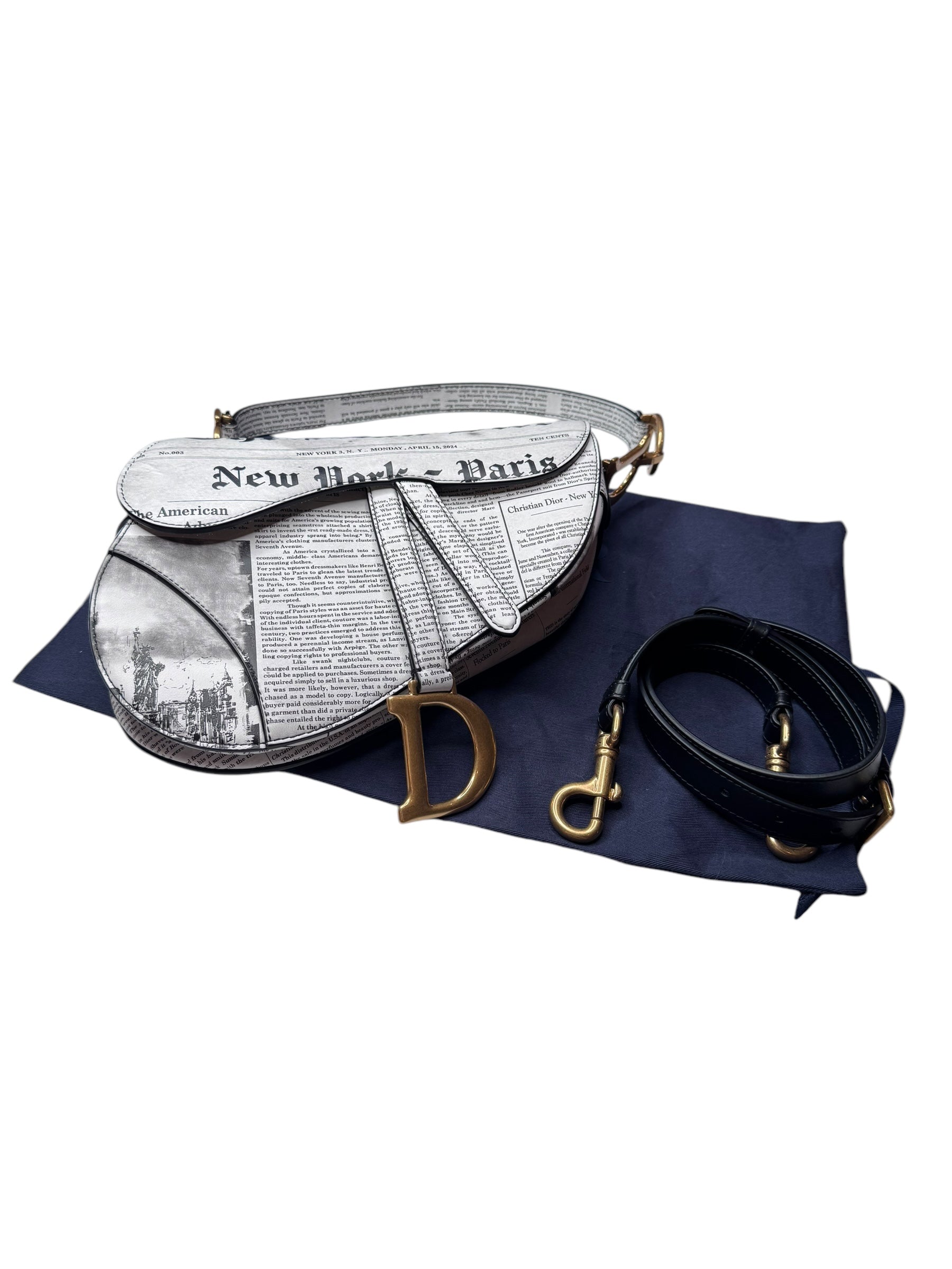 Dior Newspaper Saddle Bag | Bold & Artistic Design