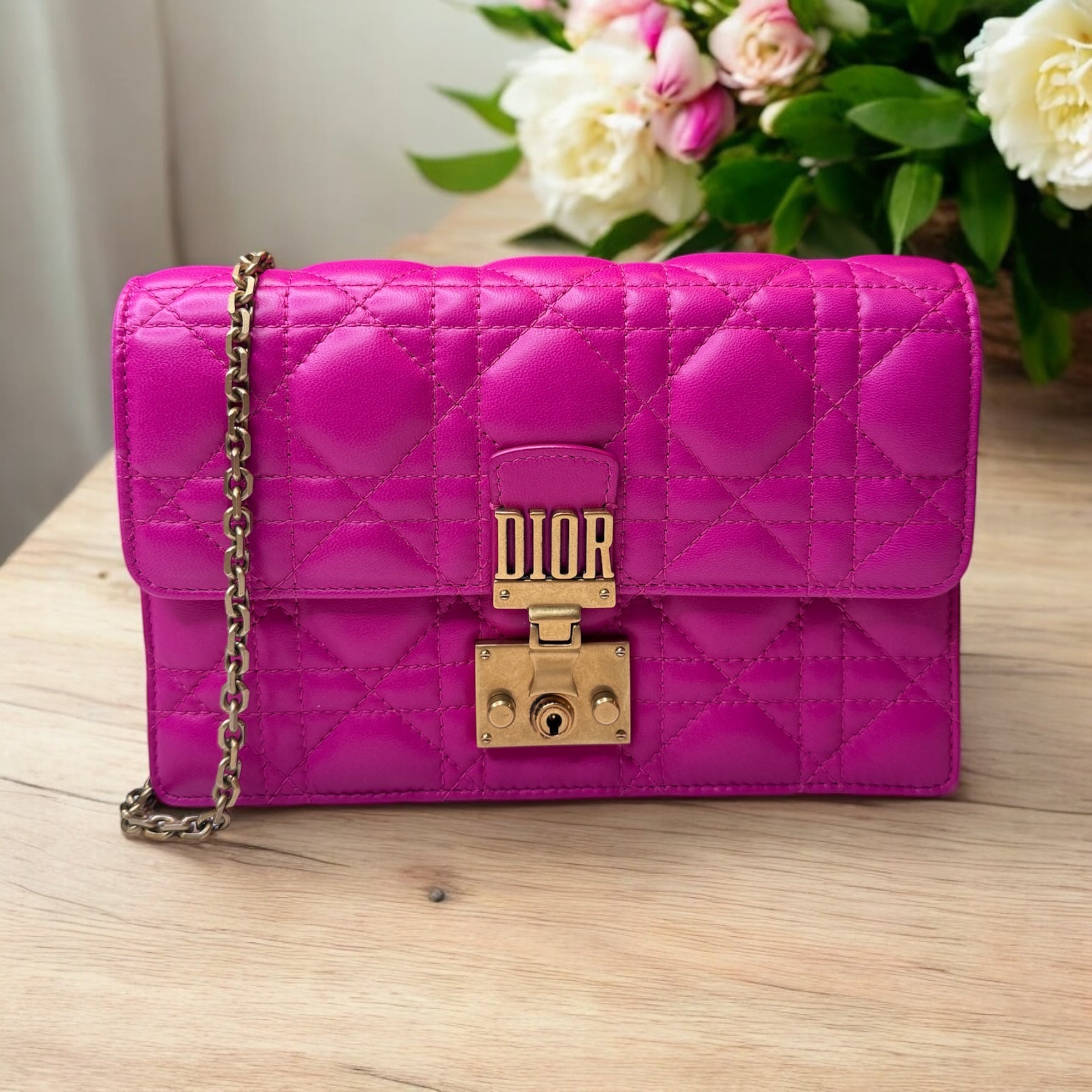 Dior Lambskin Dioraddict Wallet on Chain | Chic & Compact