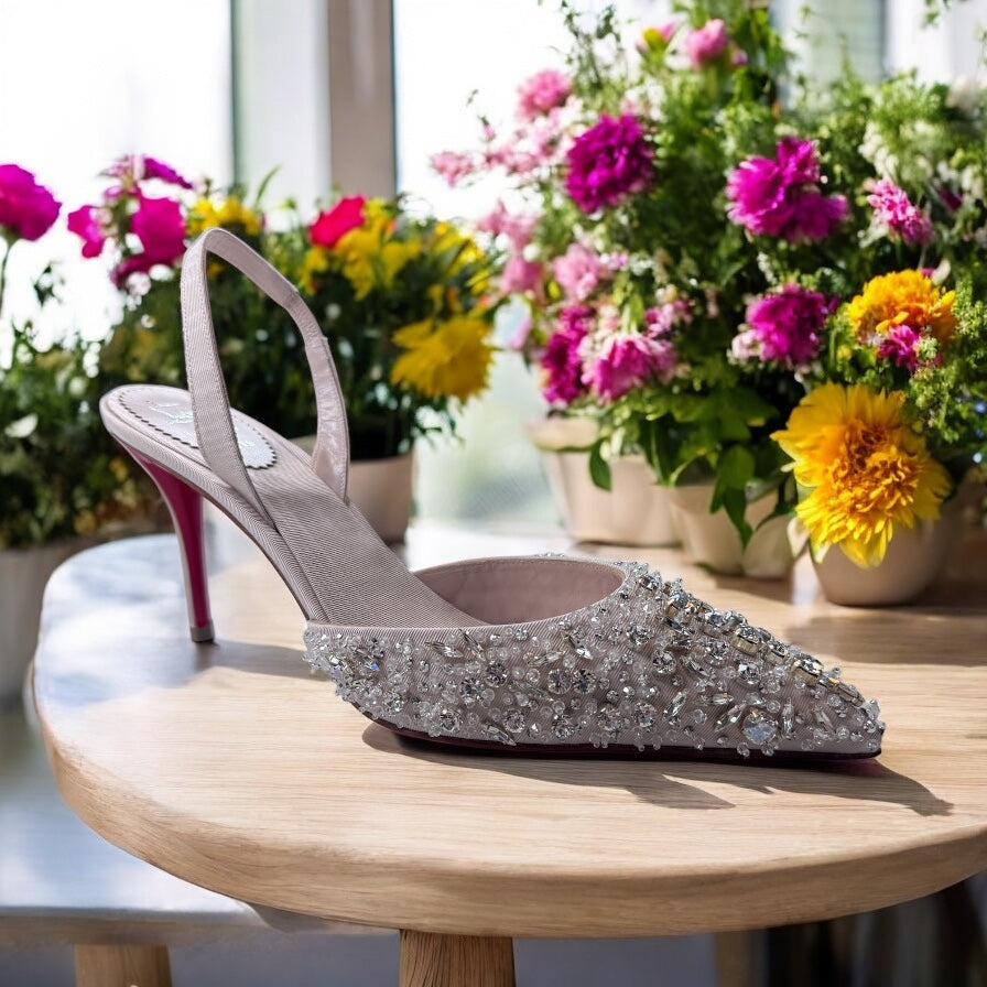 Christian Louboutin Queenissima Sling 80 (37.5/7.5) | The Little Purse