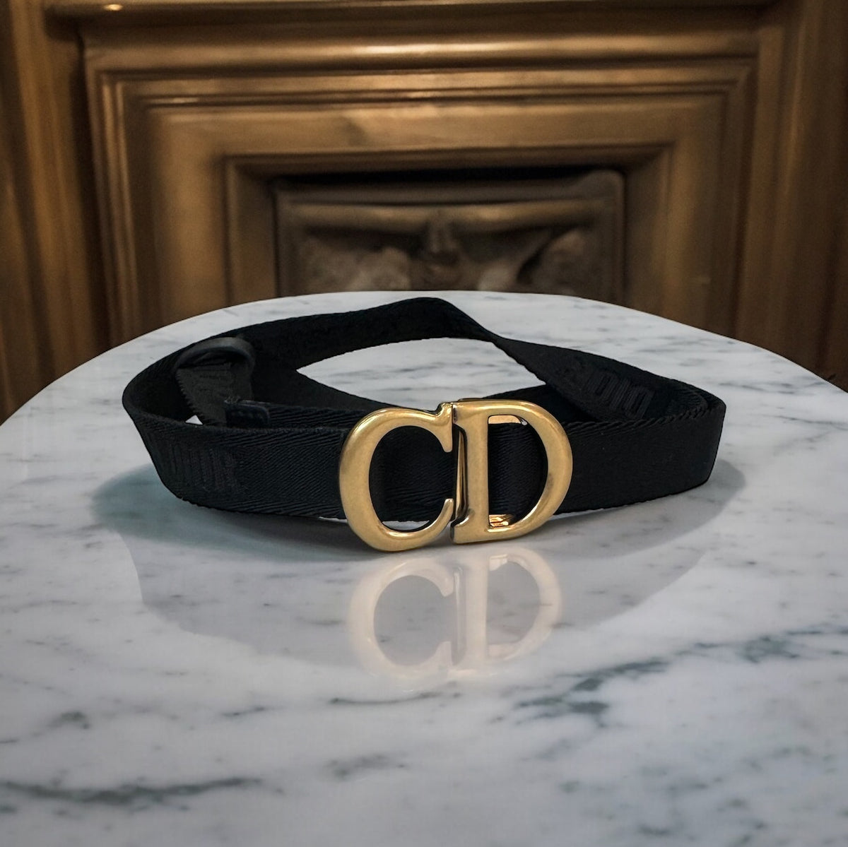 Christian Dior Slim Monogram Fabric Belt With Gold-Tone Cd Buckle - NWT IMG-5830.jpg?v=1719279393&  main image 3