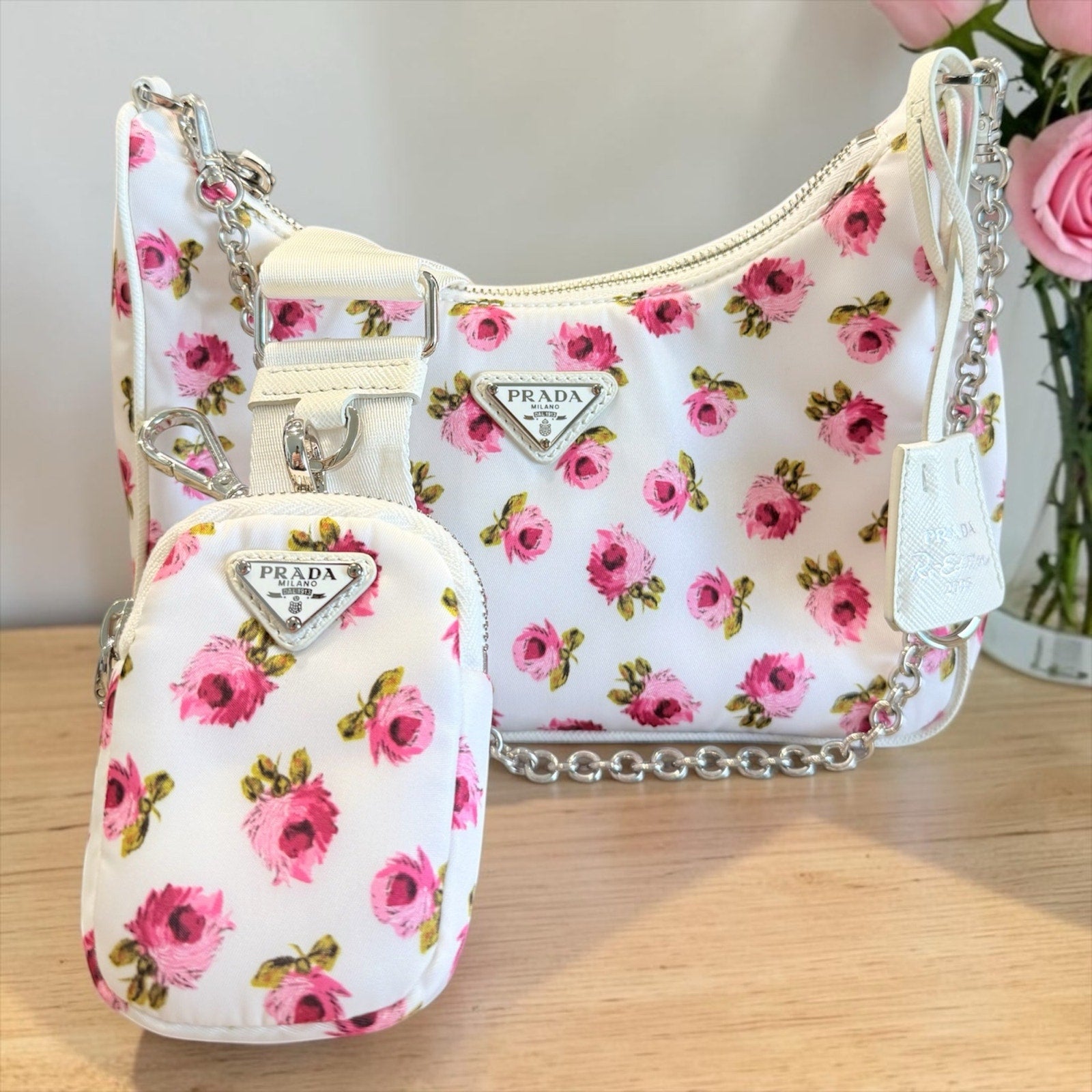 Prada Floral Re-Edition Nylon Crossbody