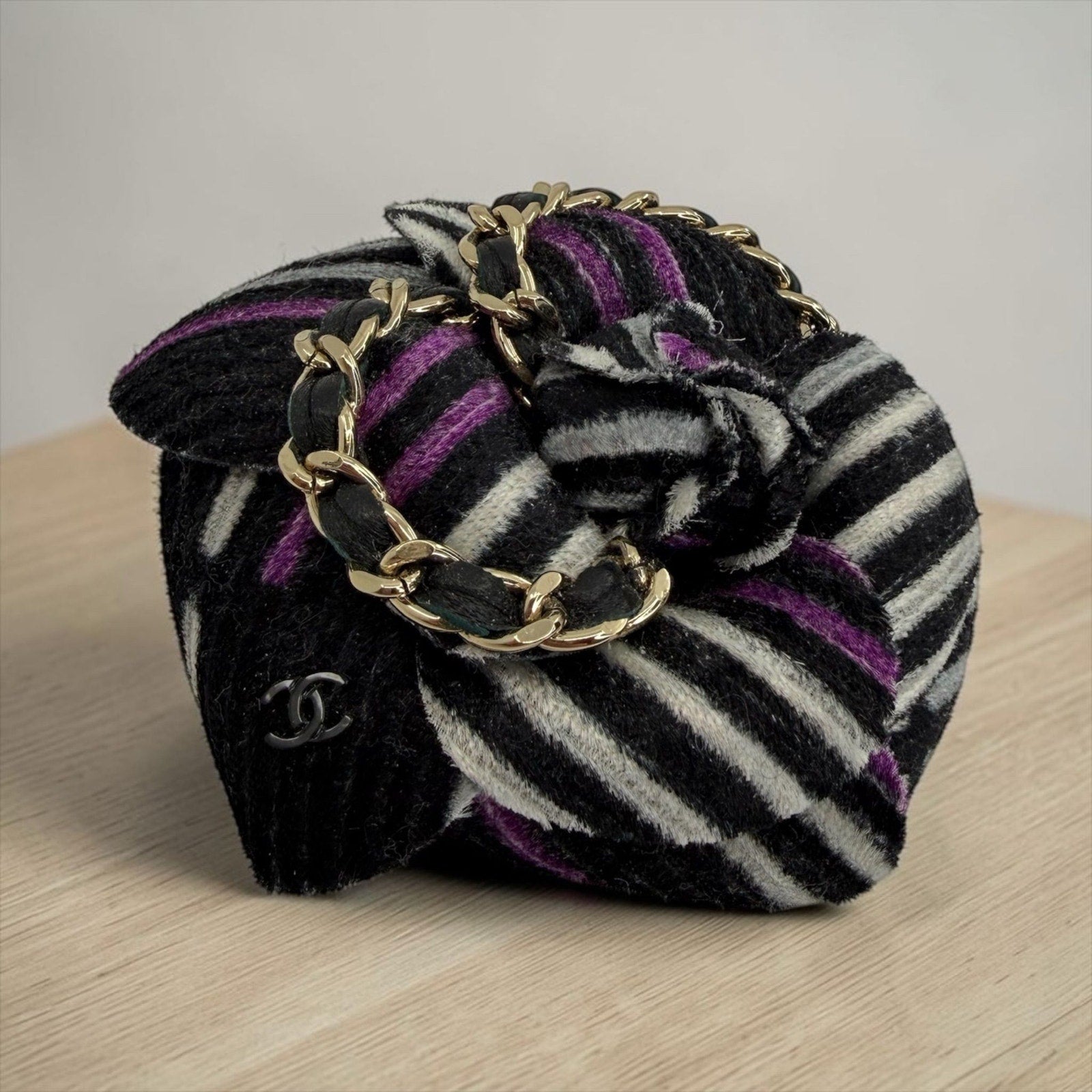 Chanel Tweed Camellia Pin Brooch