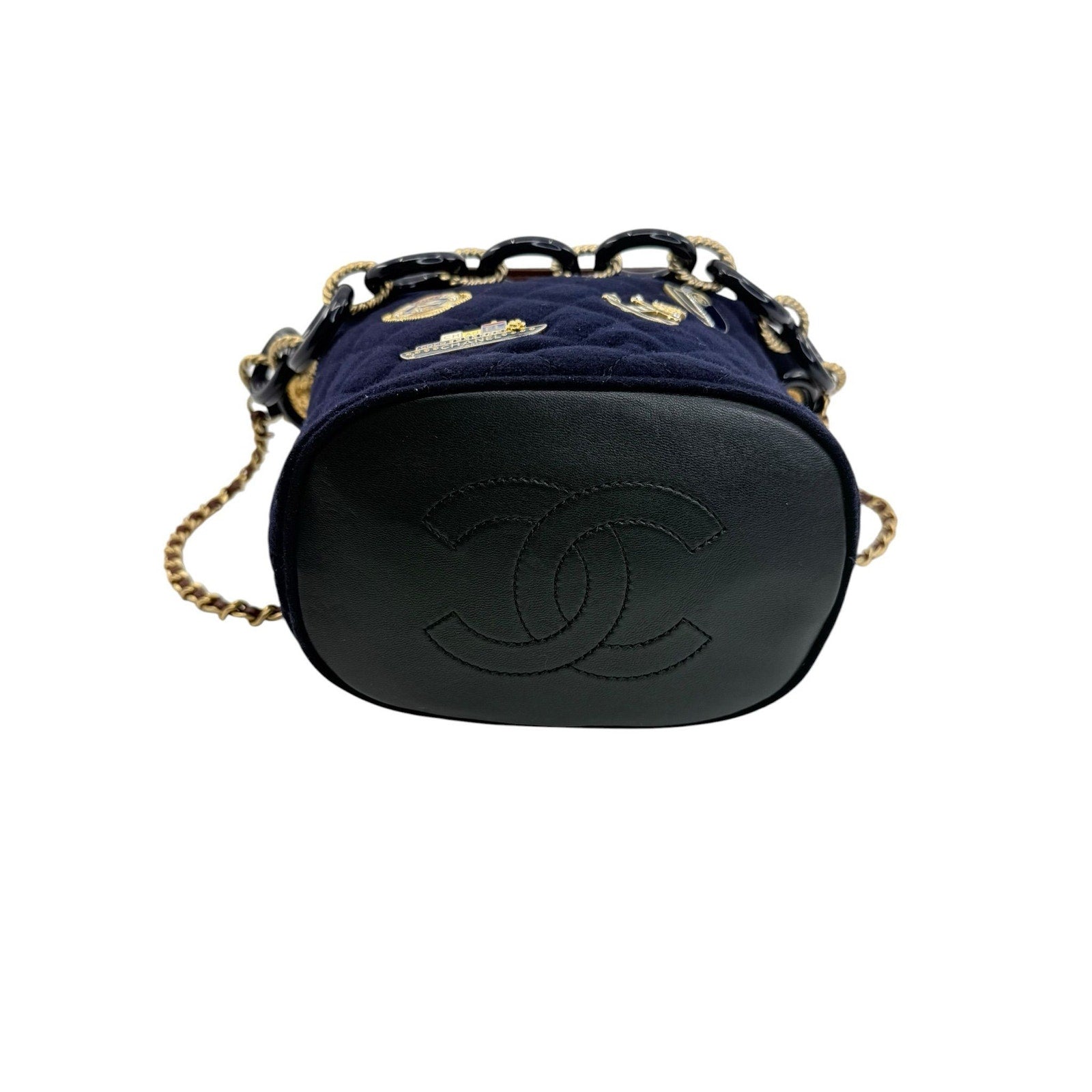 Chanel Quilted Wool Paris Hamburg Charms Bucket Bag