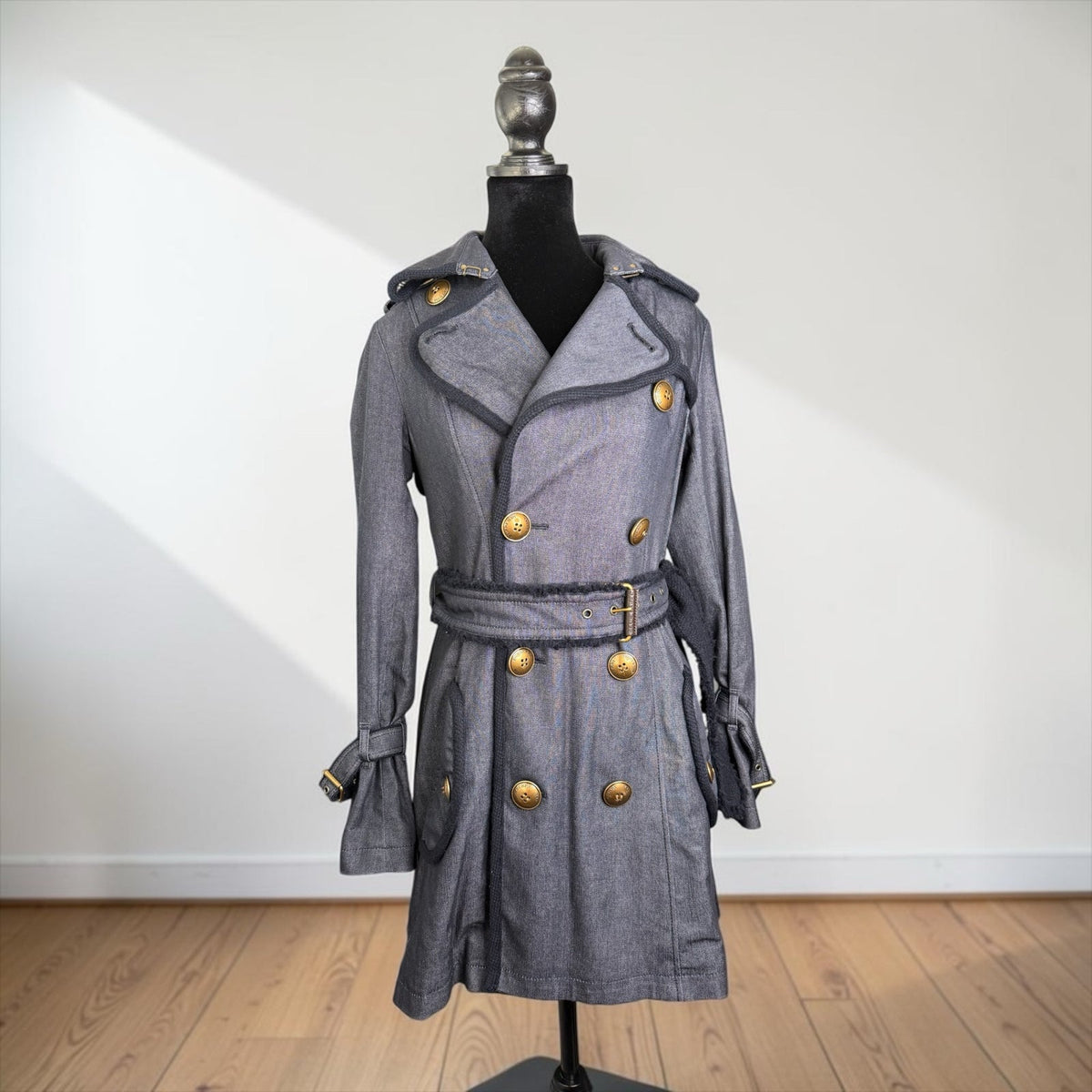 Burberry Blue Label Denim Trench Coat (38)
