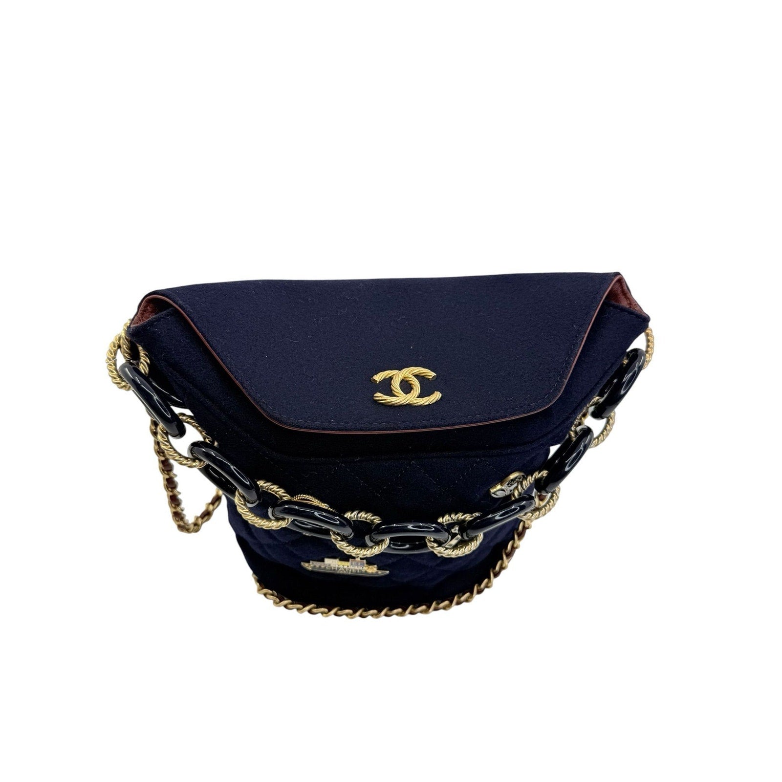 Chanel Quilted Wool Paris Hamburg Charms Bucket Bag