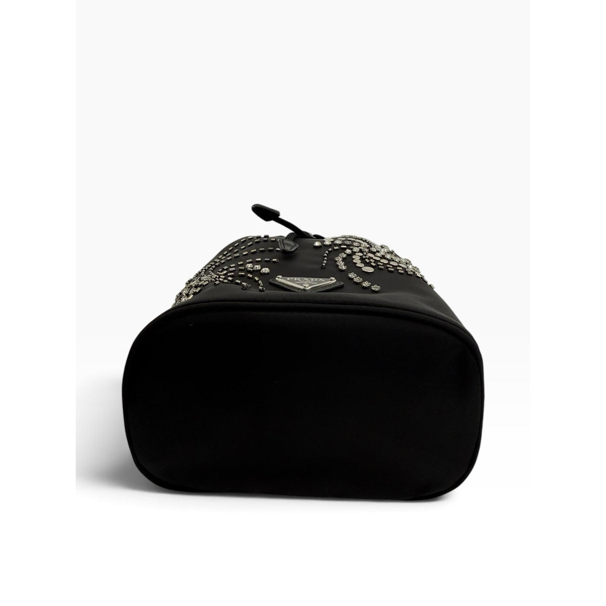 Prada Tessuto Saffiano Crystal Embellished Mini Re-Edition 1978 Bucket Bag