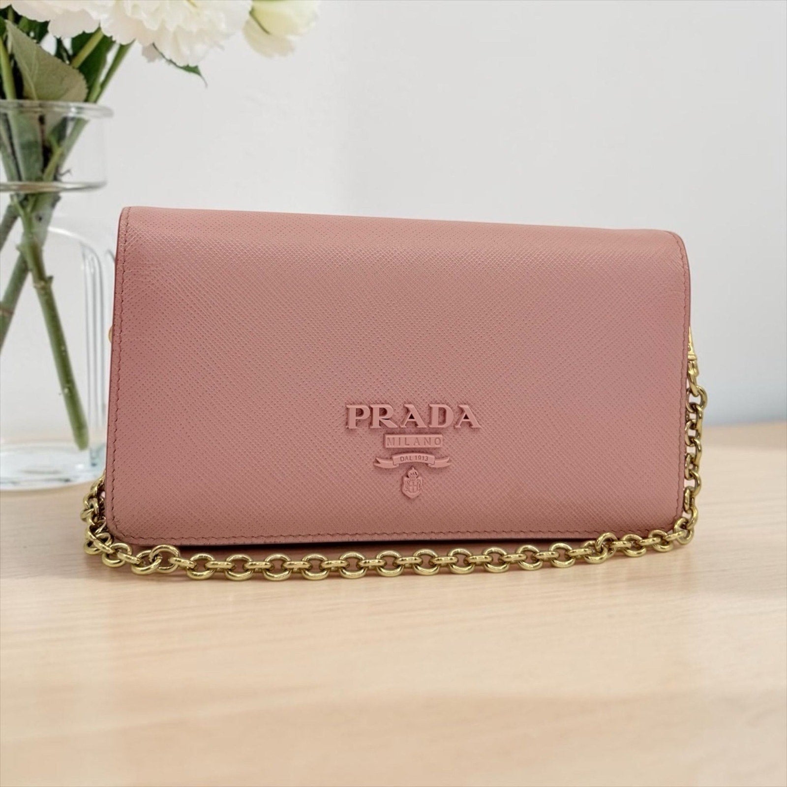 Prada Saffiano Leather Wallet on Chain