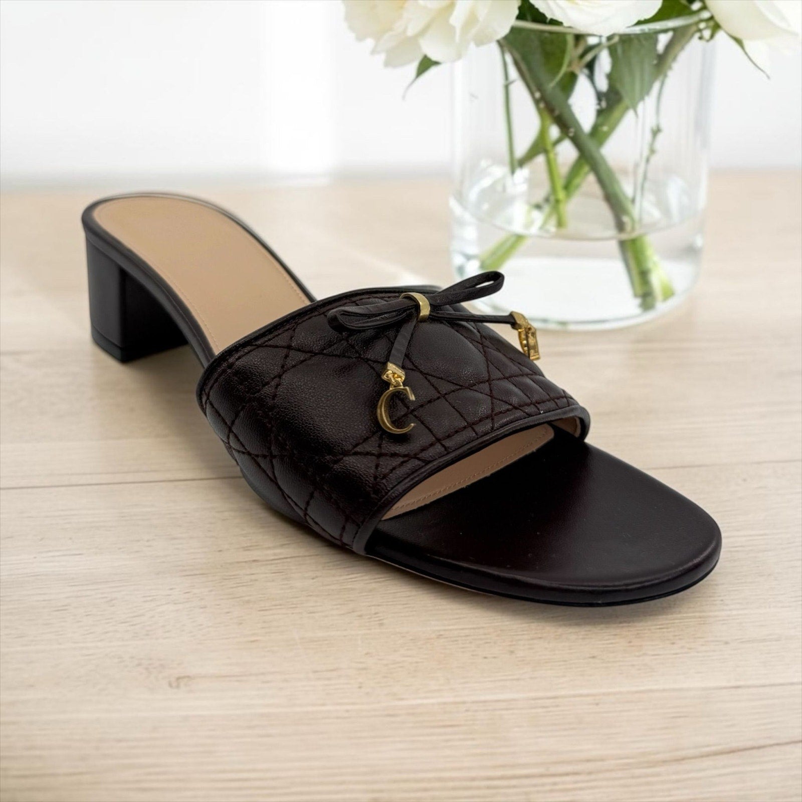 Dior Cannage Heeled Slides (40/10)