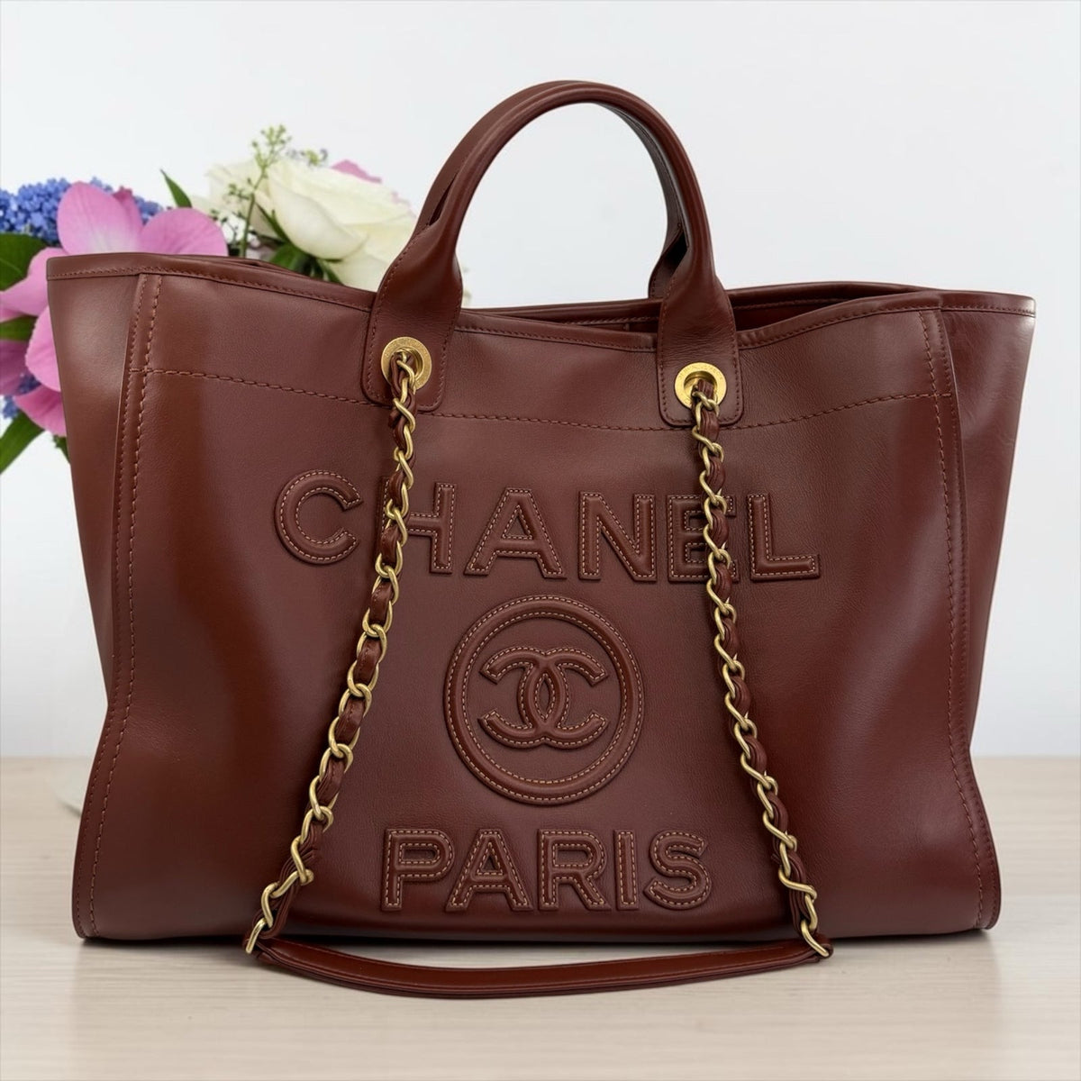 Chanel Large Leather Deauville Tote