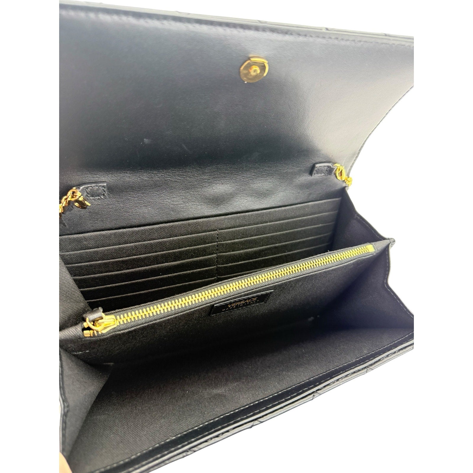 Versace Quilted Leather Wallet on Chain