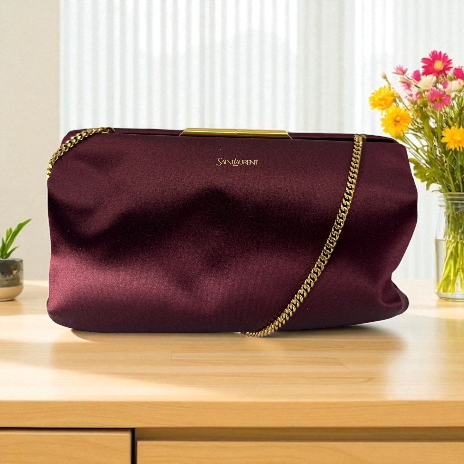 Saint Laurent Satin Clutch