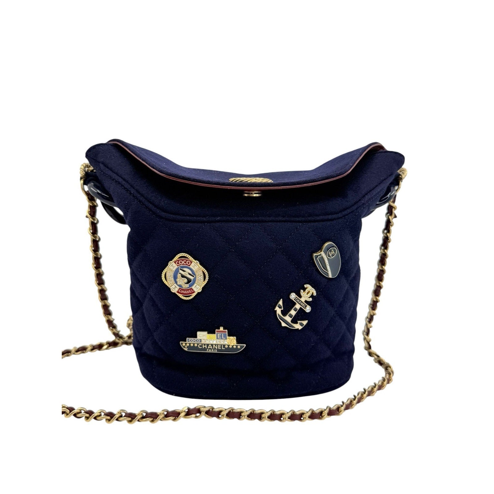 Chanel Quilted Wool Paris Hamburg Charms Bucket Bag