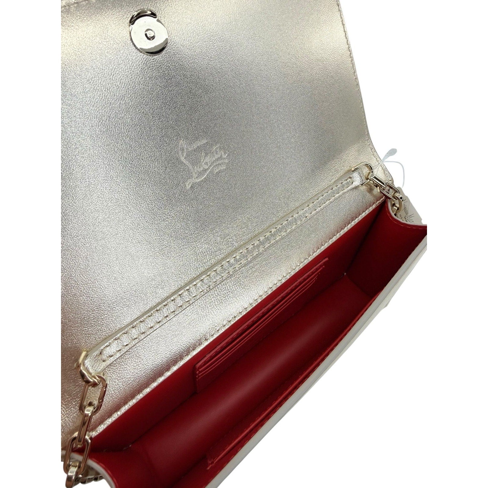 Christian Louboutin Bettina Metallic Clutch w/Chain