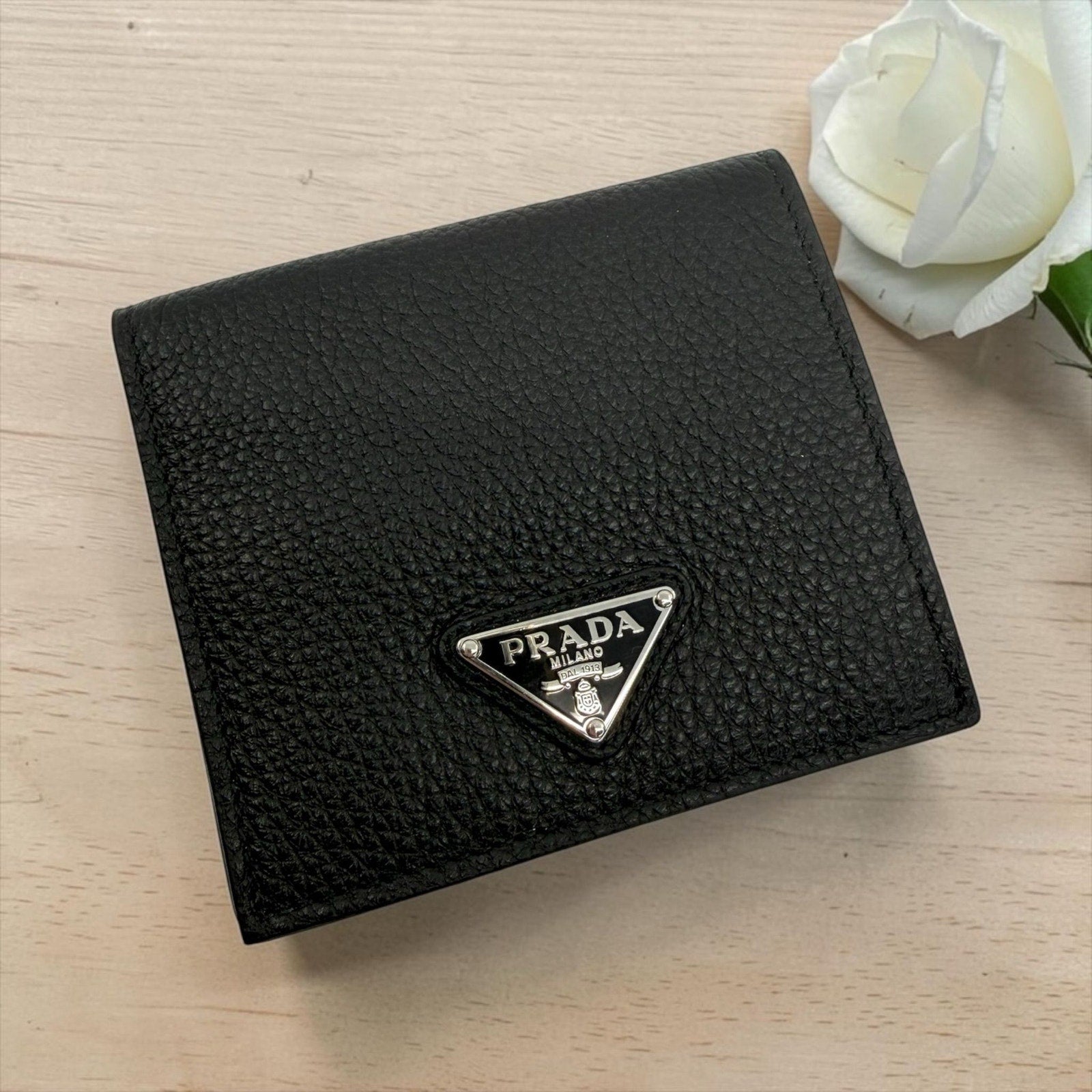 Prada Vitello Daino Triangolo Bifold Wallet