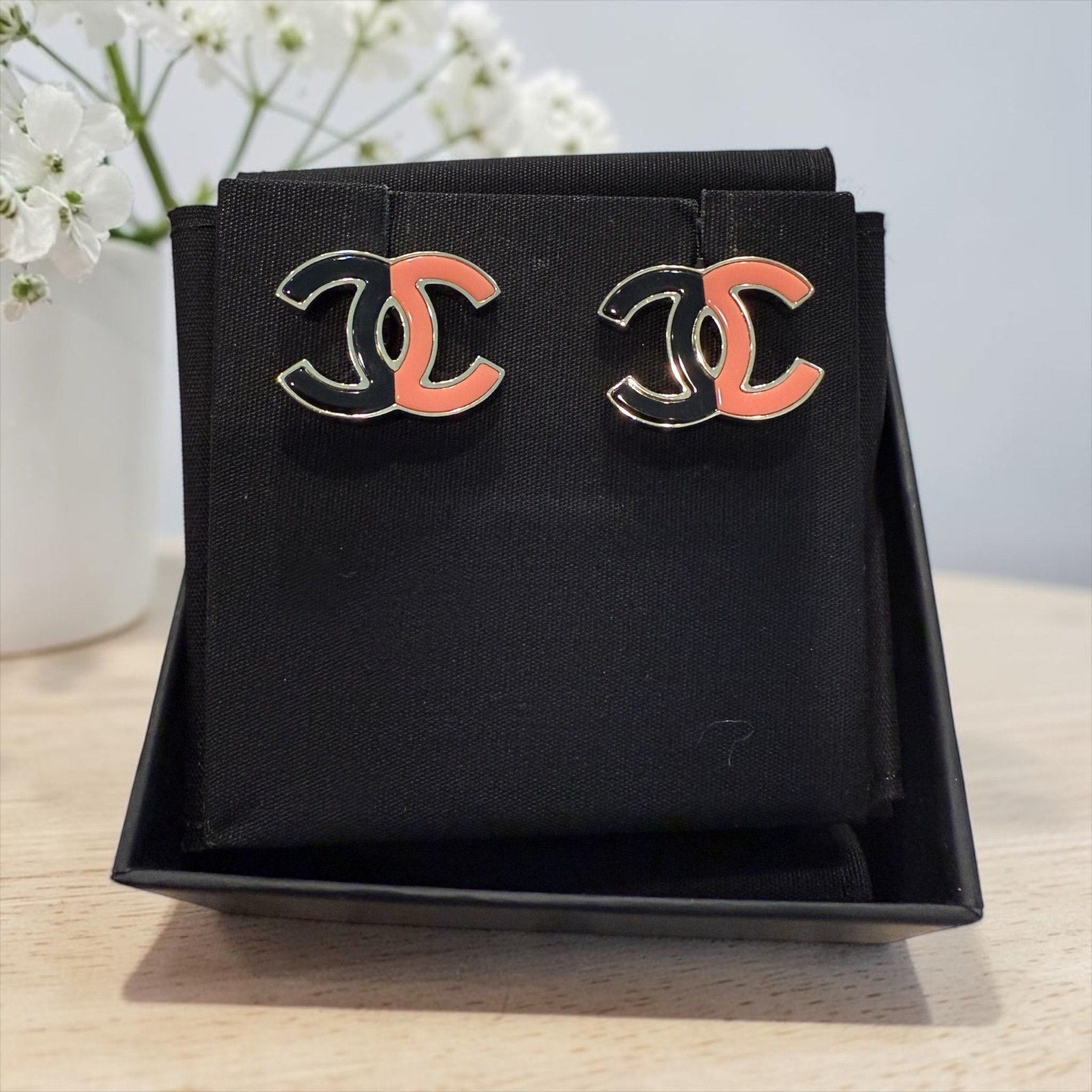 Chanel Large CC Enamel Earrings