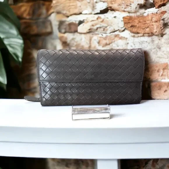 Bottega Veneta Intrecciato Weave Snap Long Wallet | The