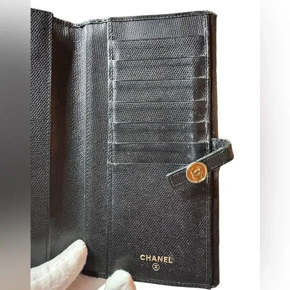 Chanel Interlocking CC Flap Logo Bifold Long Wallet