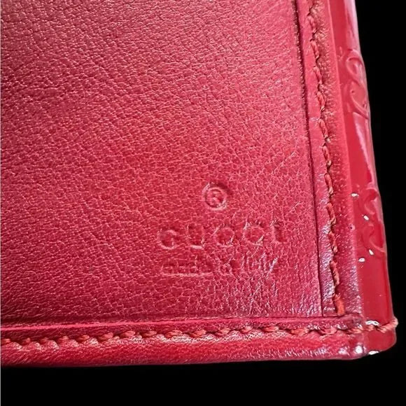 Gucci Micro GG Heart Patent Leather Long Wallet