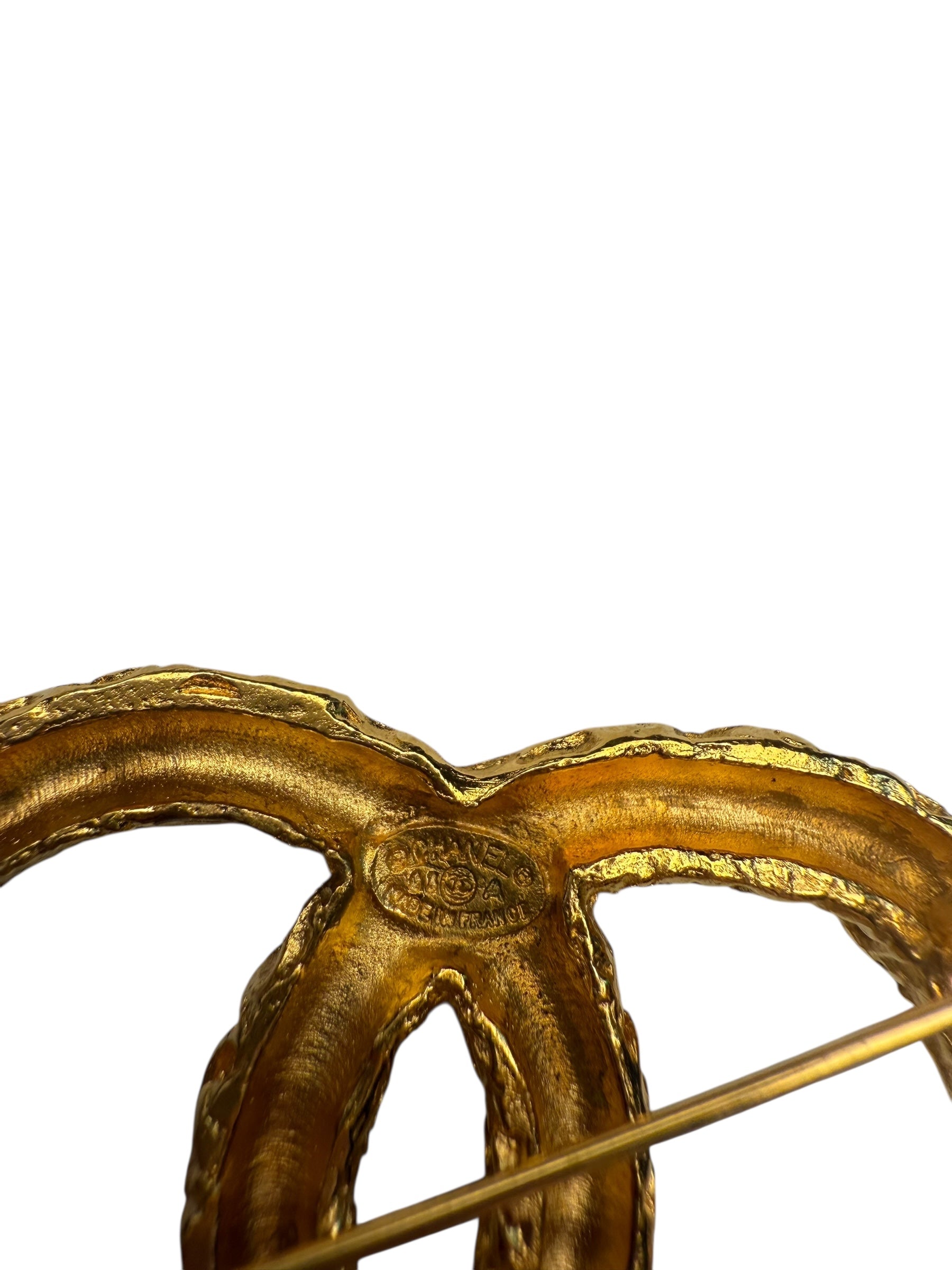 Chanel Vintage Gold Plated CC Brooch