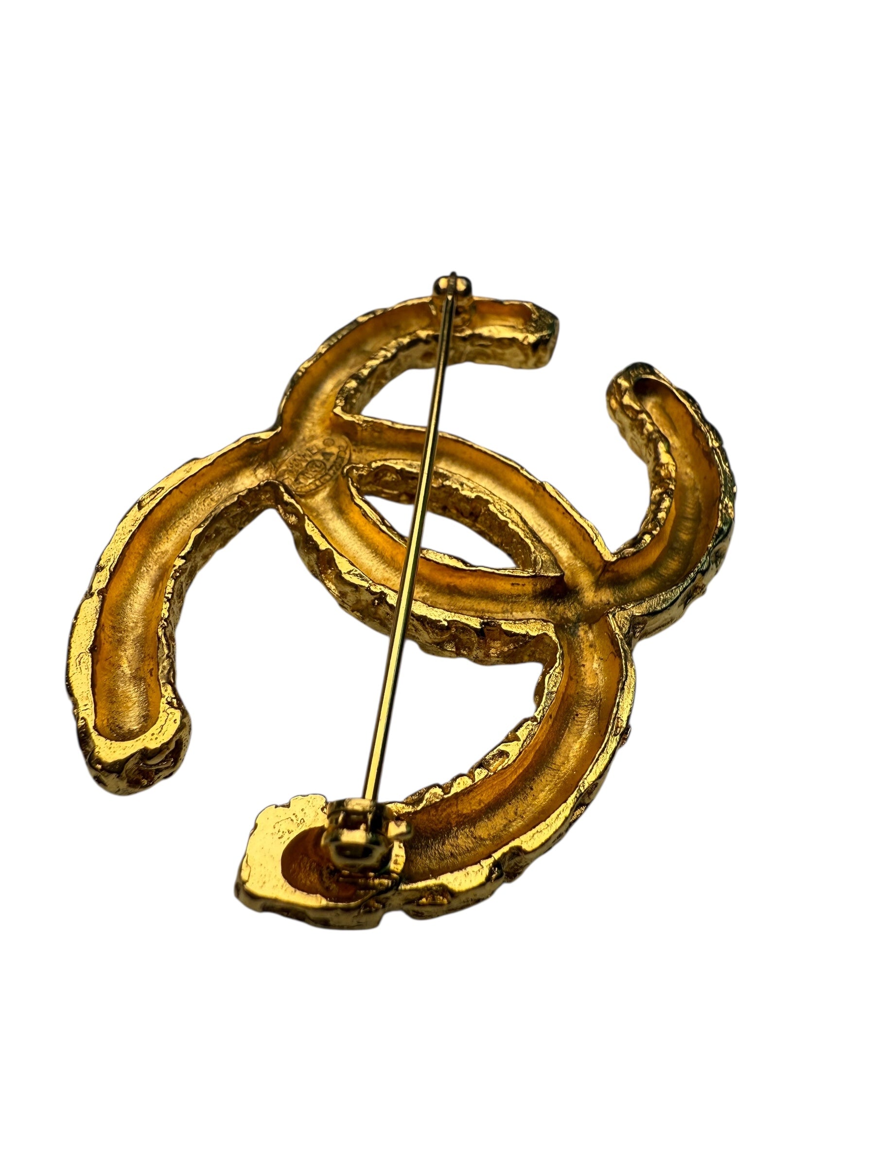 Chanel Vintage Gold Plated CC Brooch