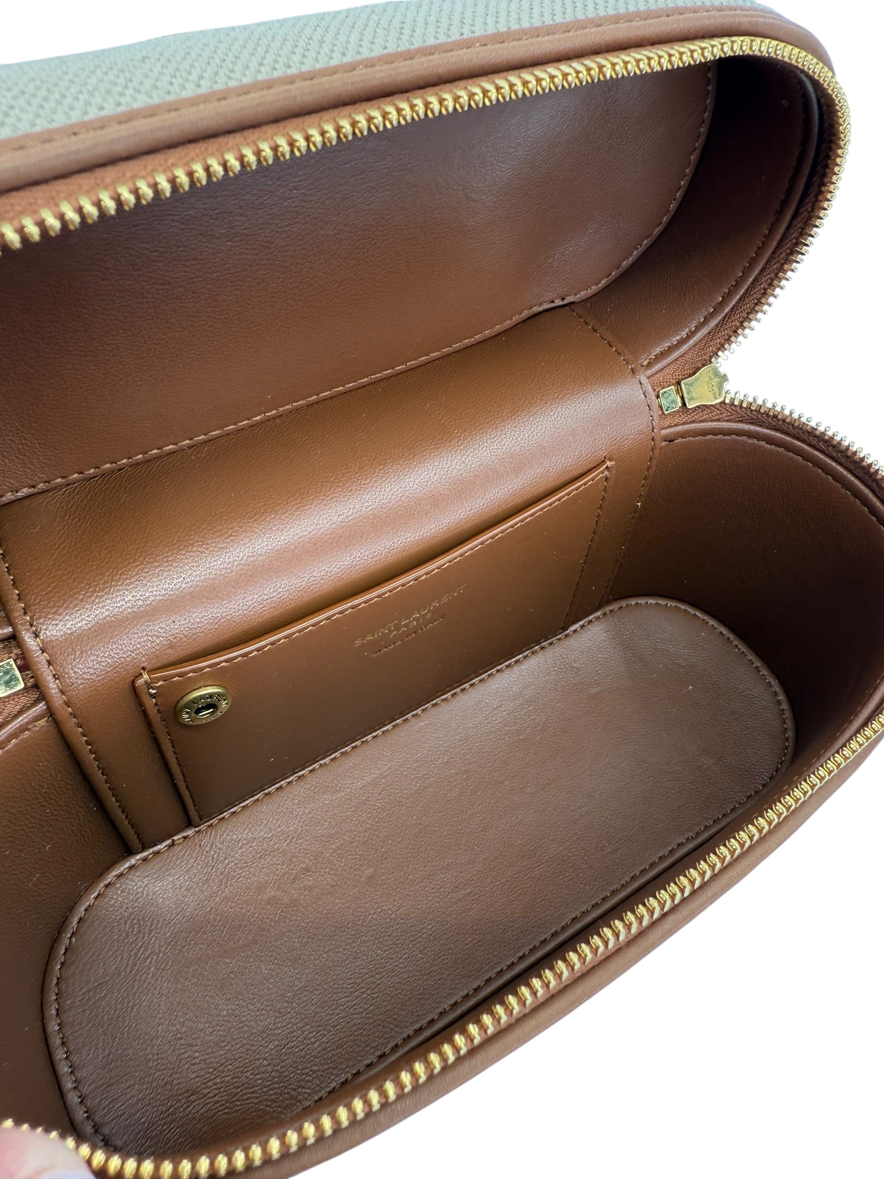 Saint Laurent Gaby Canvas & Leather Vanity Bag