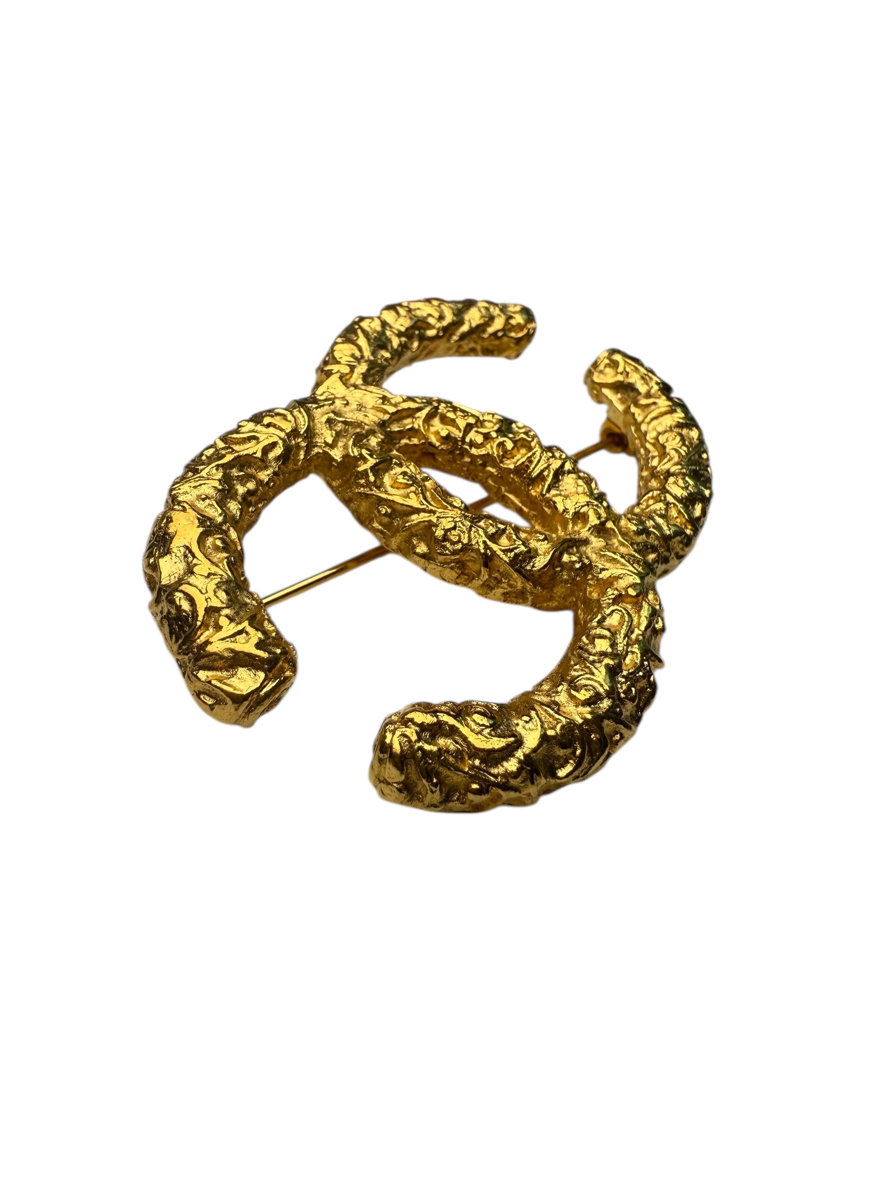 Chanel Vintage Gold Plated CC Brooch