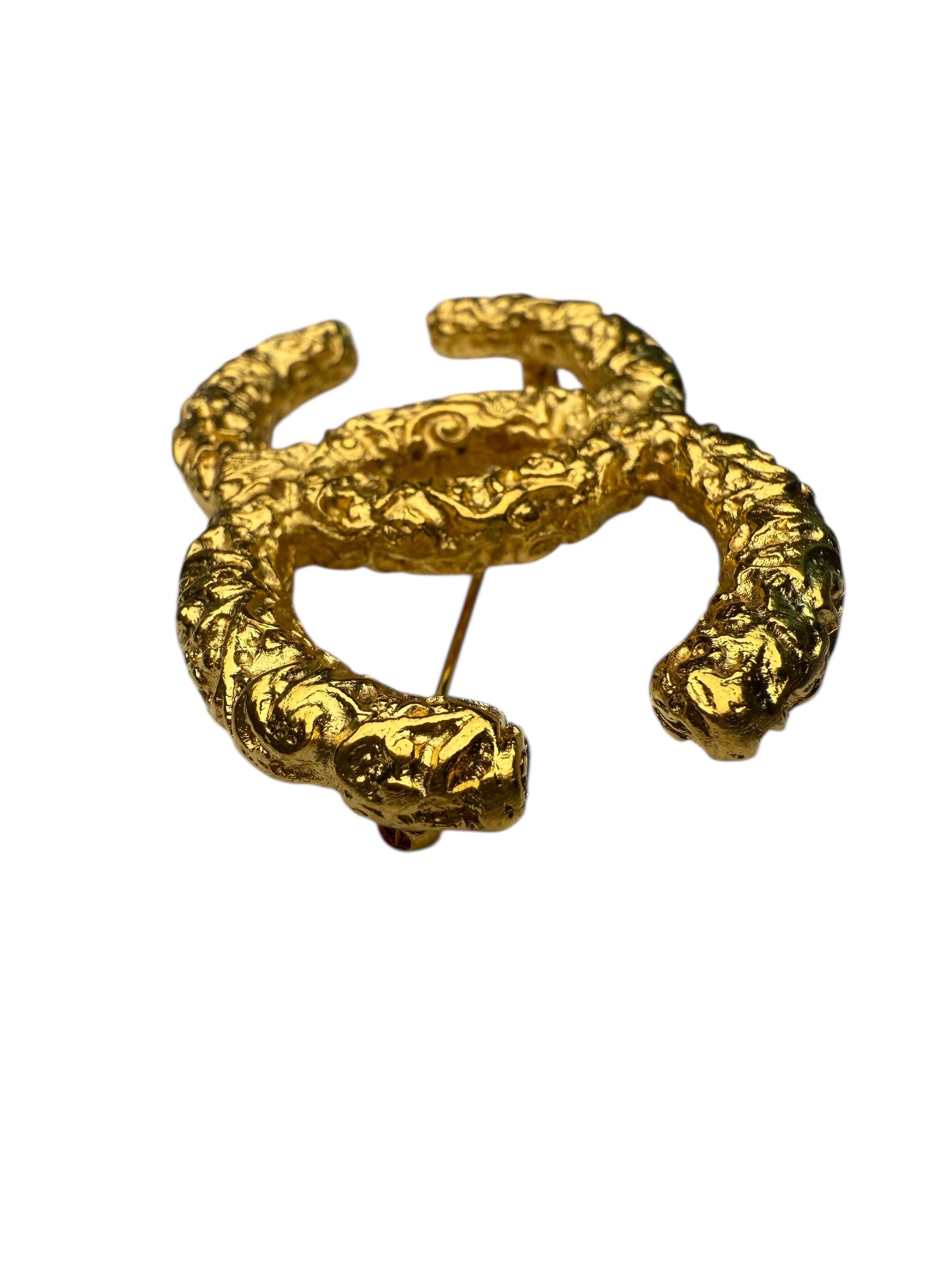 Chanel Vintage Gold Plated CC Brooch