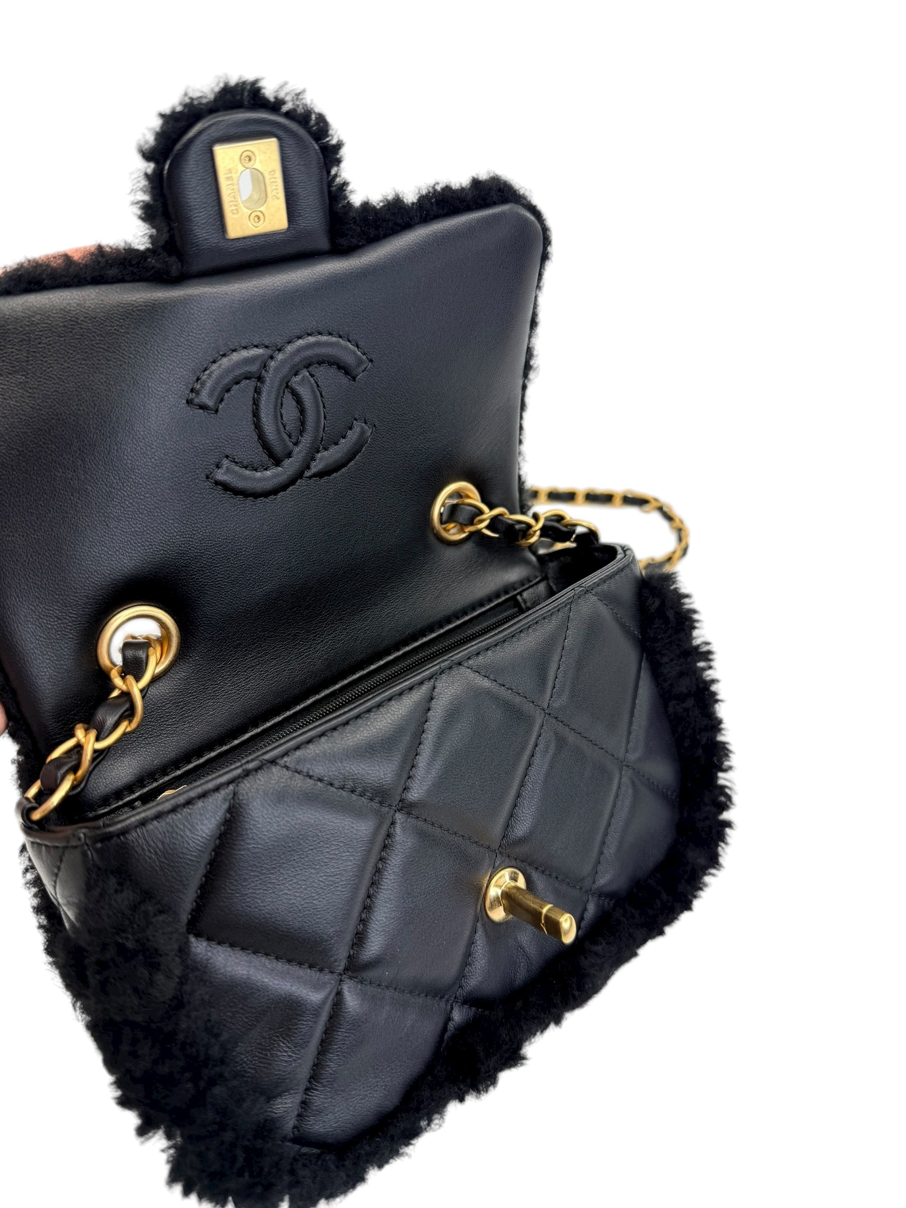 Chanel Mini Shearling Flap Bag | The Little Purse