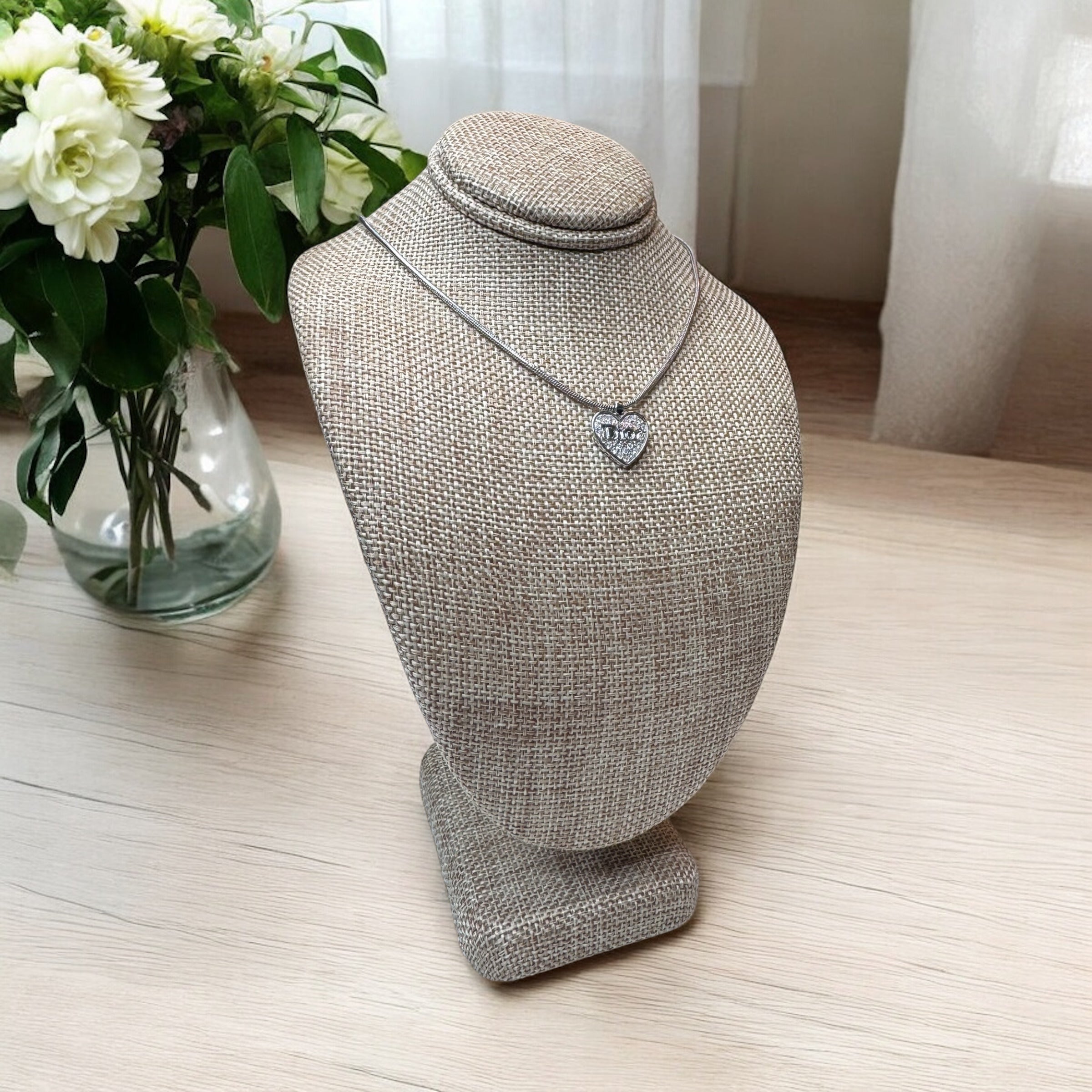 Dior Rhinestone Heart Necklace | Elegant & Timeless Luxury