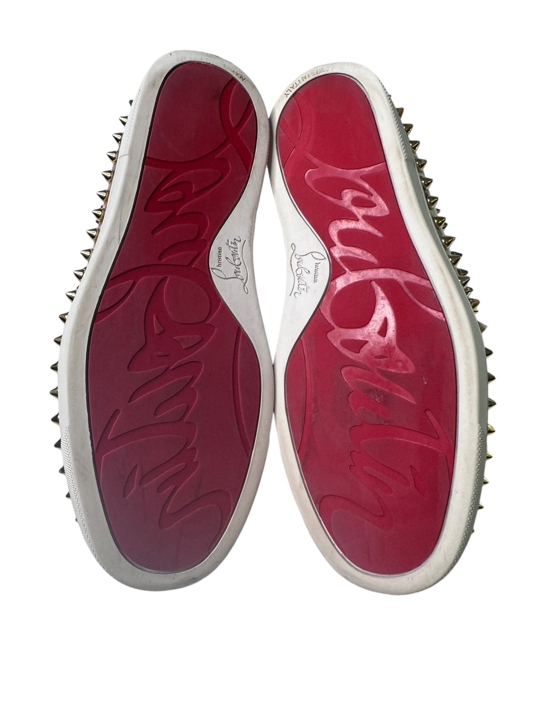 Christian Louboutin Patent Trash Studded Pik Boat Flat Loafers