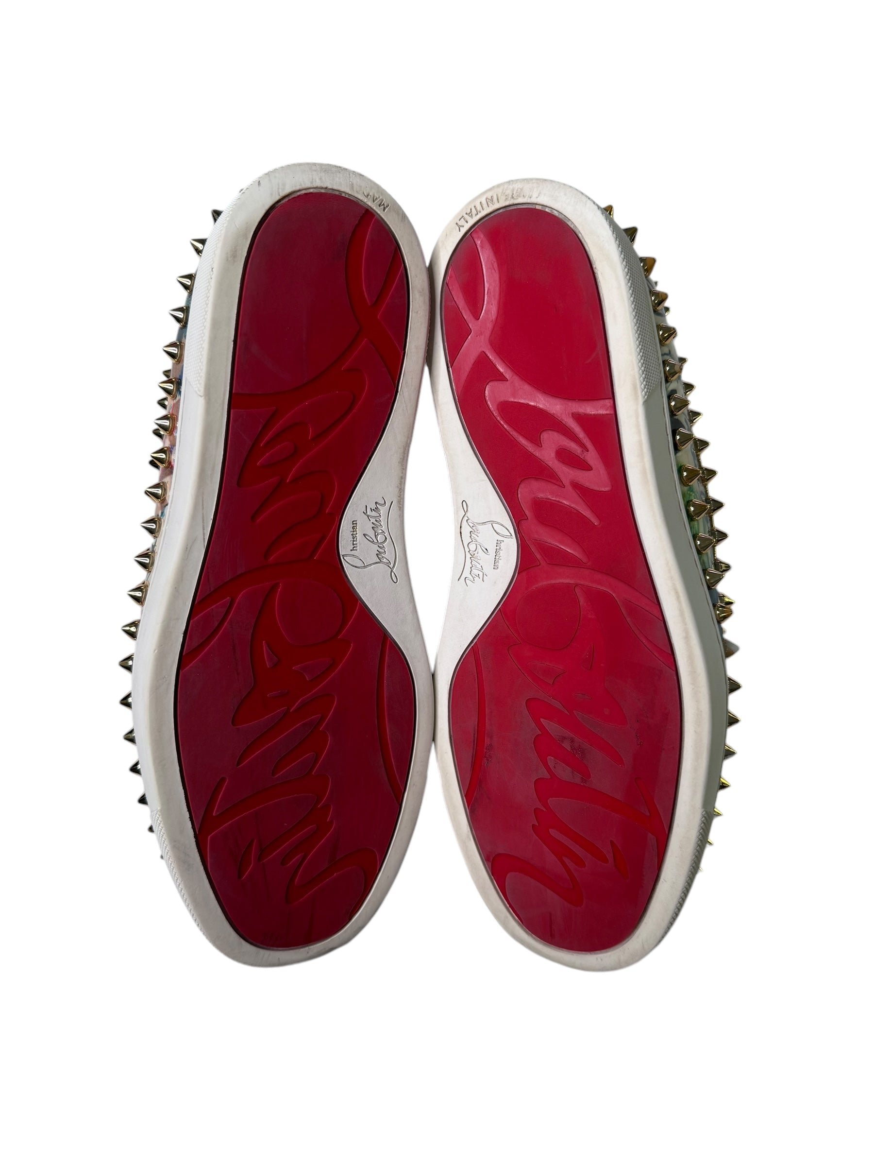 Christian Louboutin Patent Trash Studded Pik Boat Flat Loafers