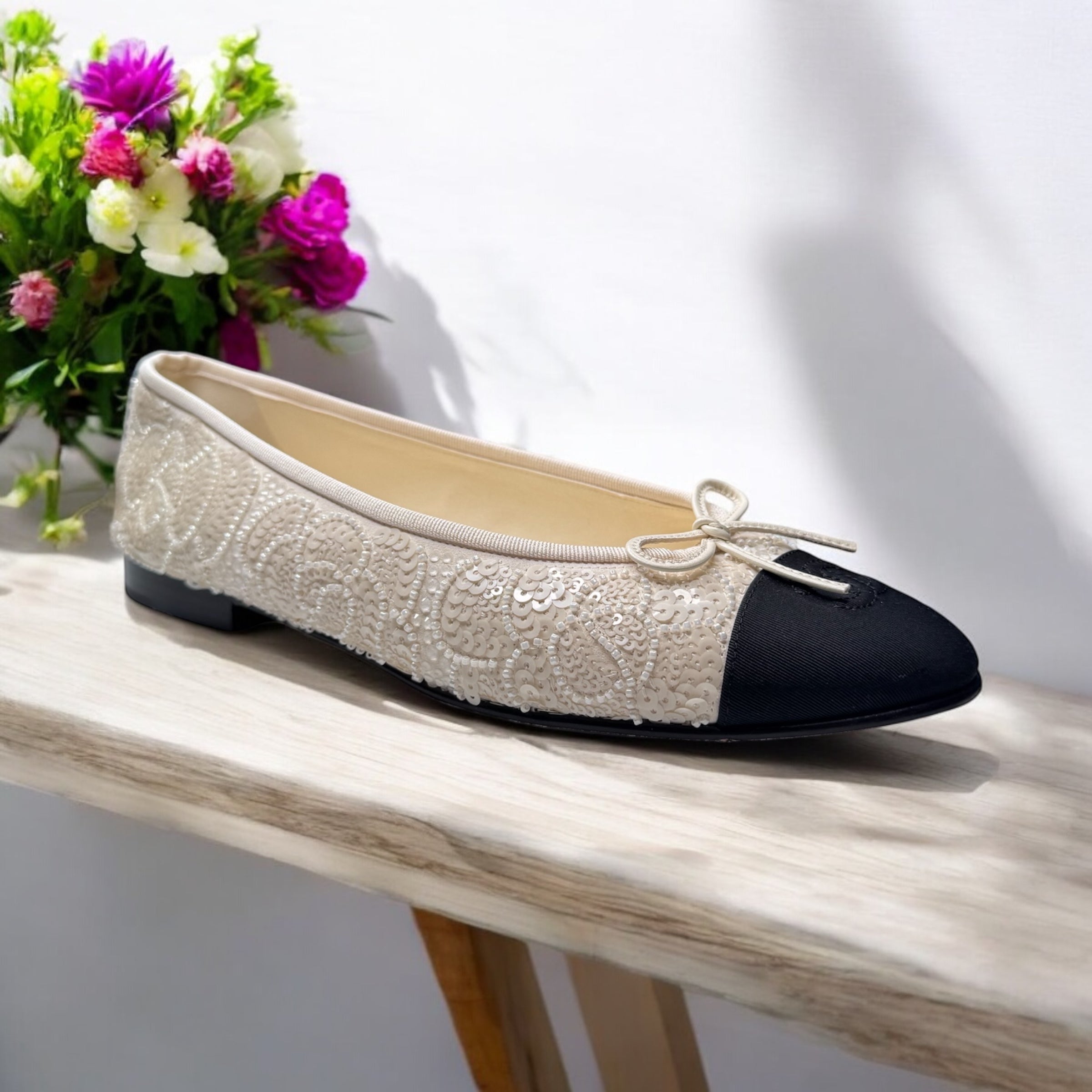 Chanel Beaded Ballet Flats 40.5 | Elegant Comfort