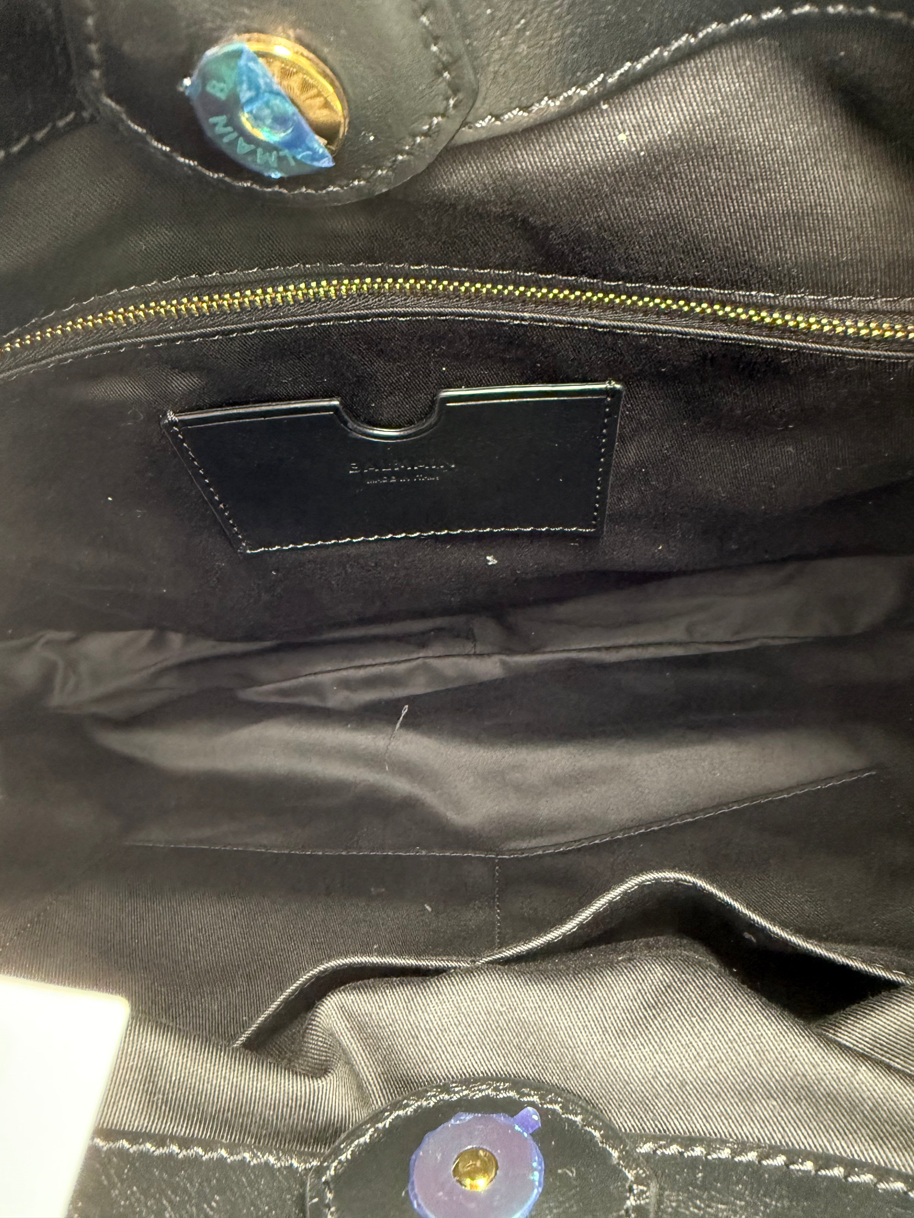 Balmain 1945 Embossed Leather Hobo Bag