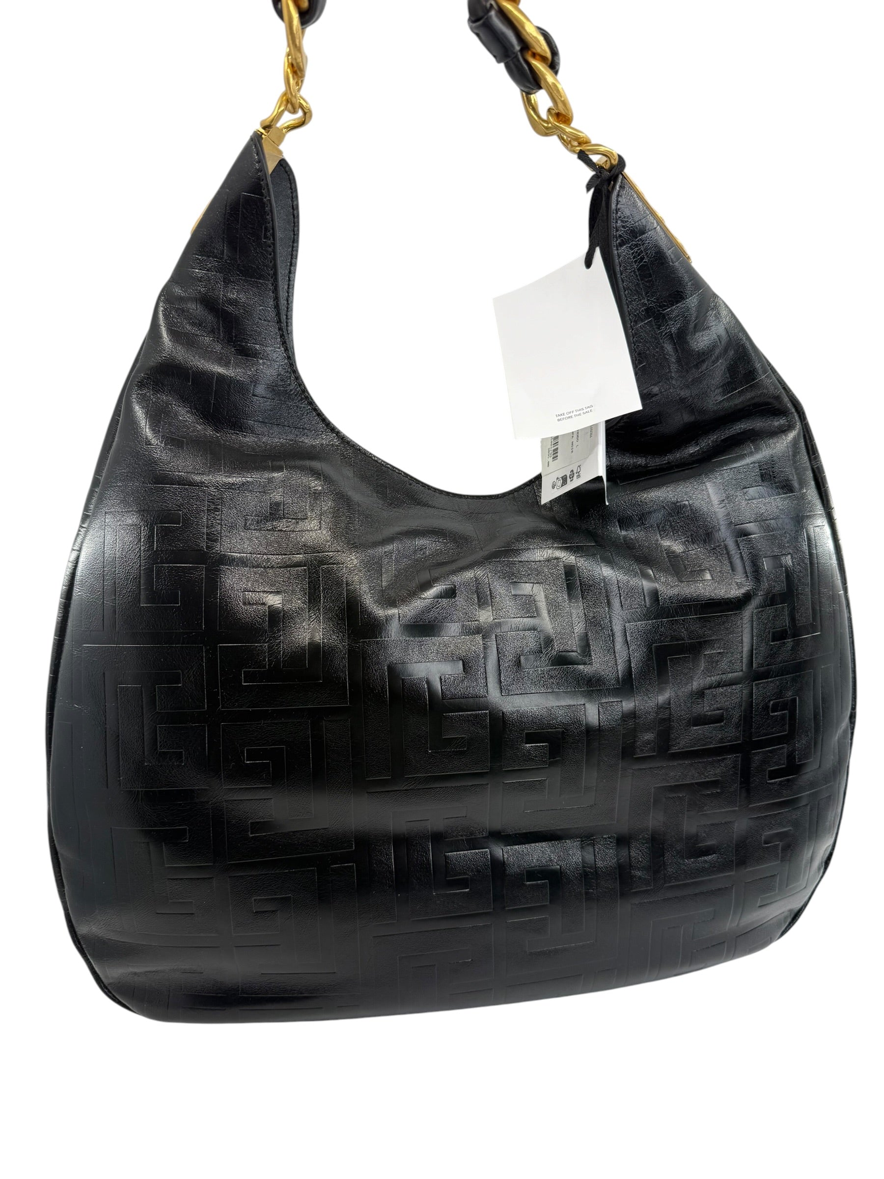 Balmain 1945 Embossed Leather Hobo Bag