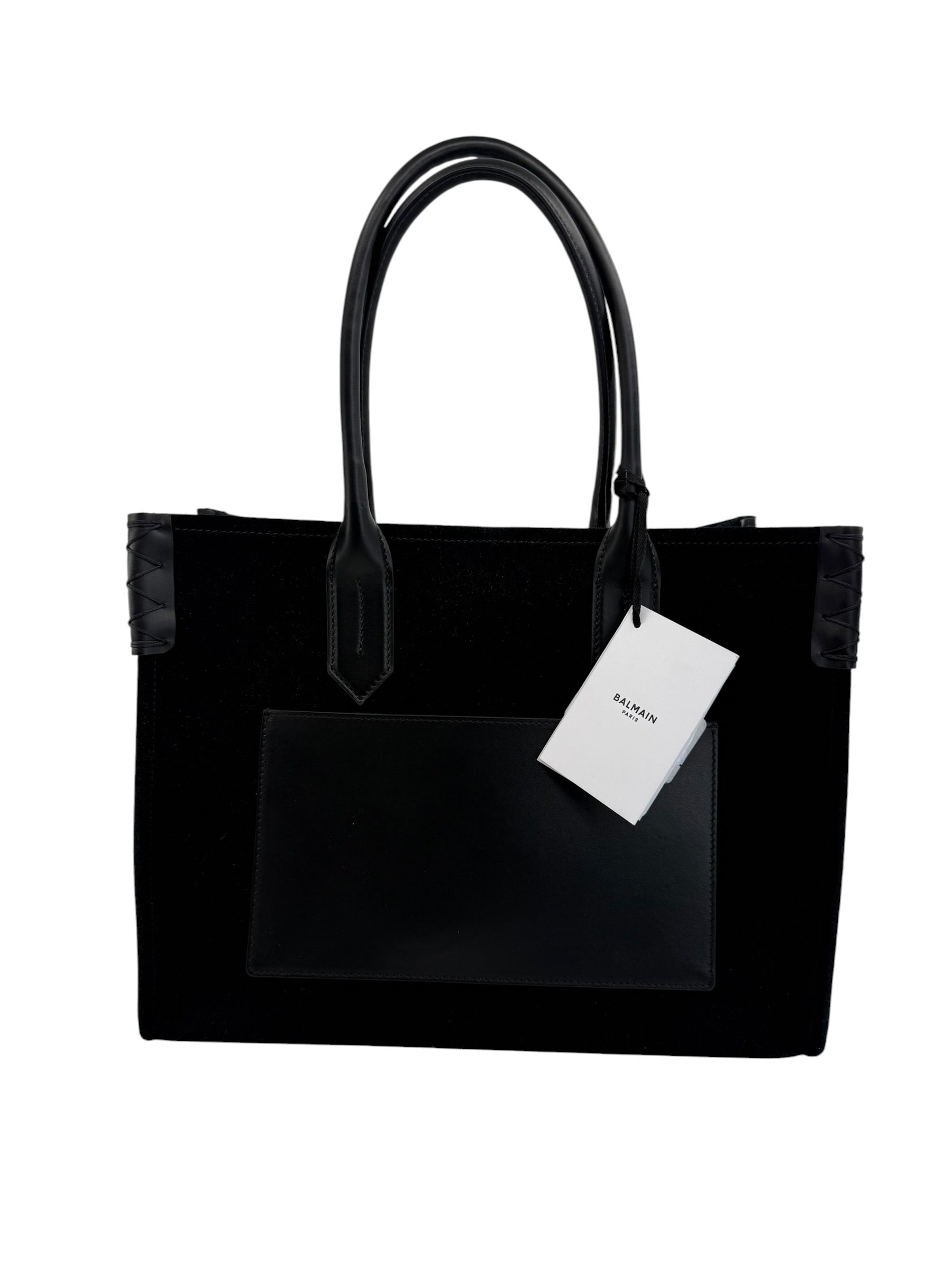 Balmain B-Army Logo Suede Tote