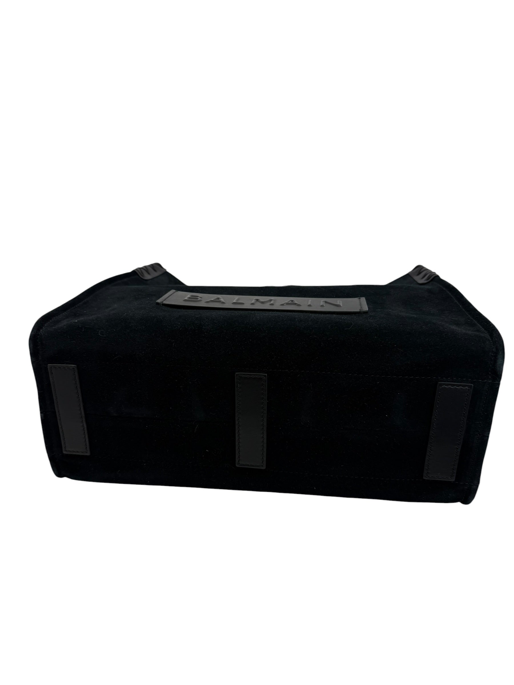 Balmain B-Army Logo Suede Tote