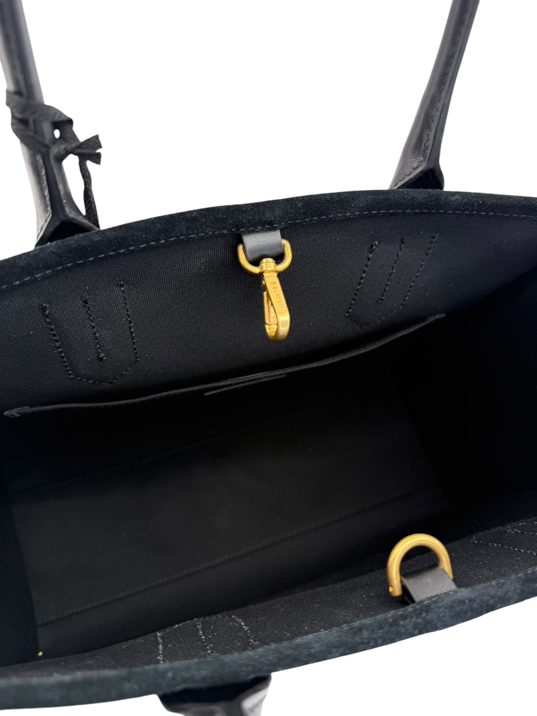 Balmain B-Army Logo Suede Tote