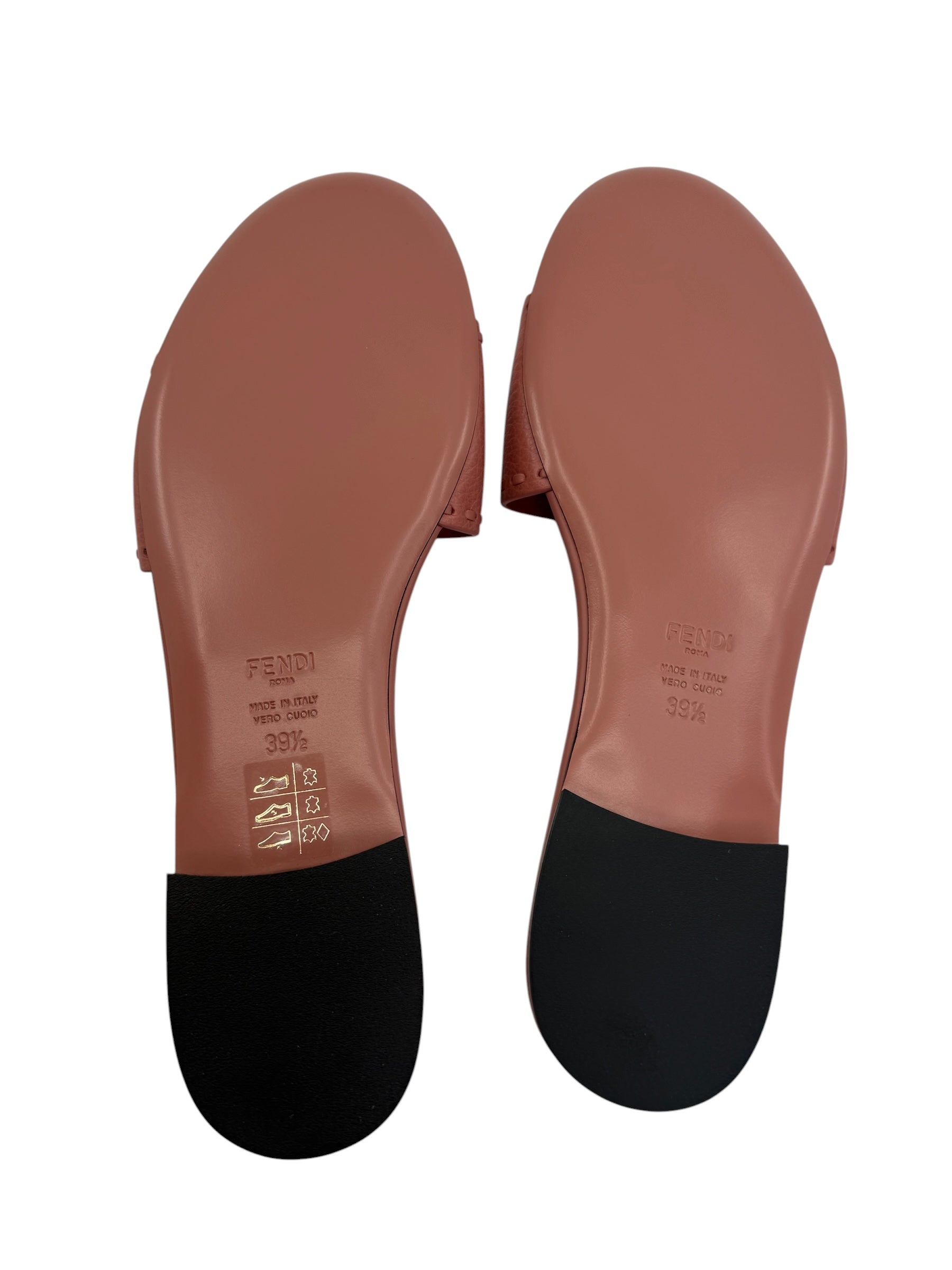 Fendi Baguette FF Leather Buckle Slides (39.5/9.5)