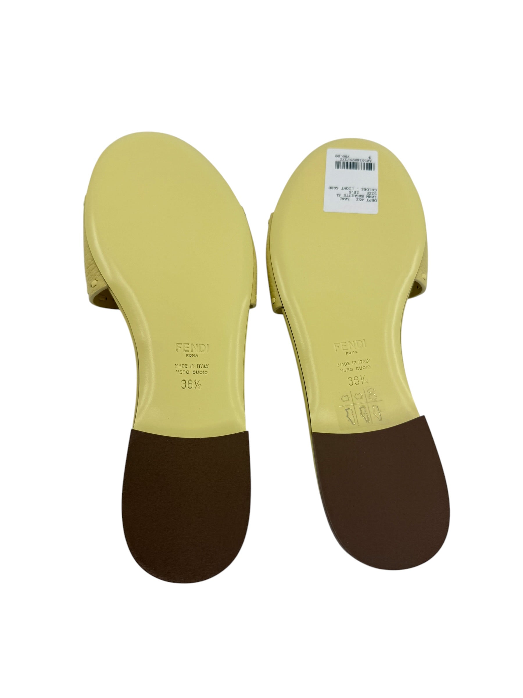 Fendi Baguette FF Leather Buckle Slides (38.5/8.5)