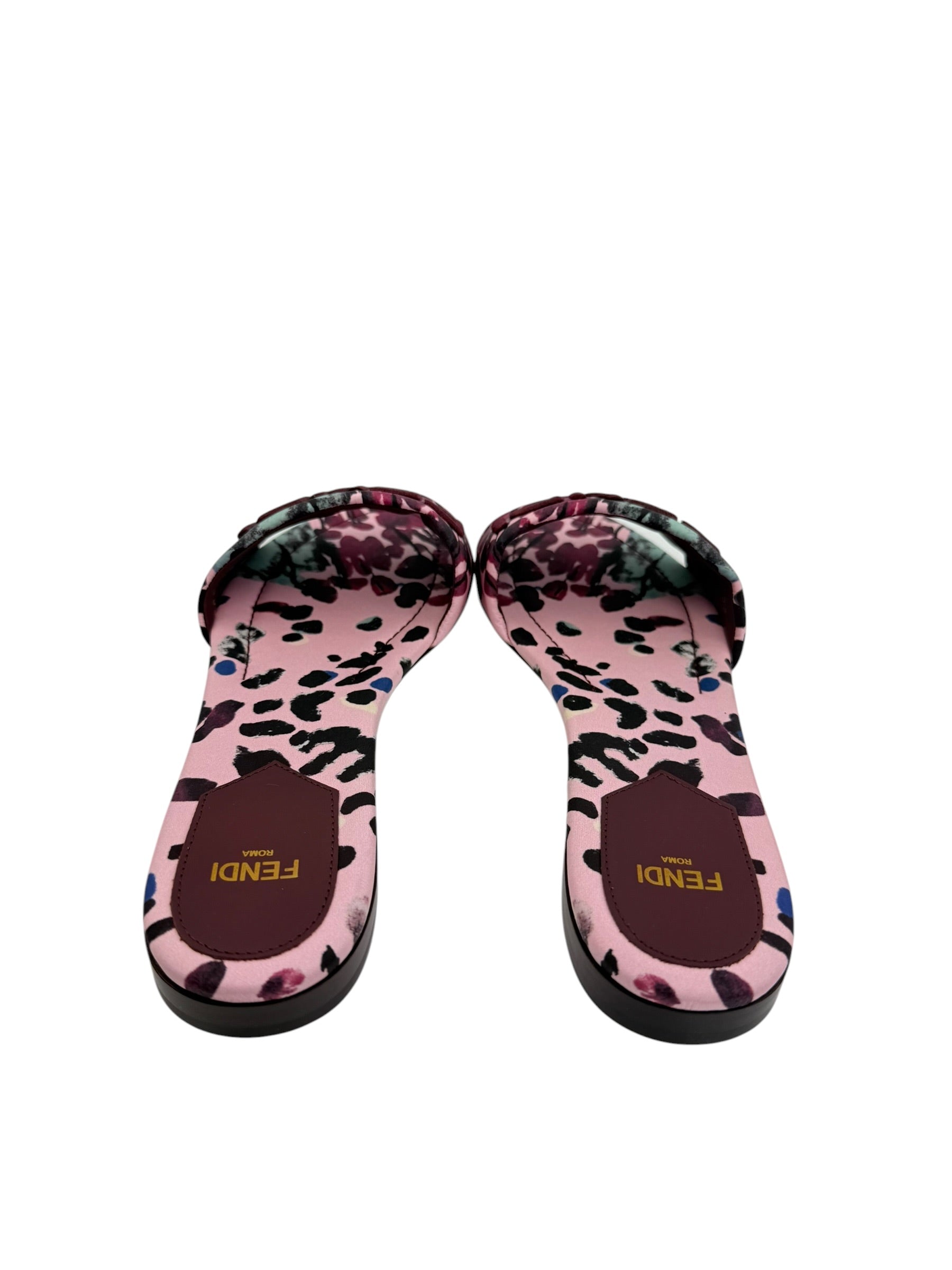 Fendi Sunshine Dew Drops Satin Slides (38/8)