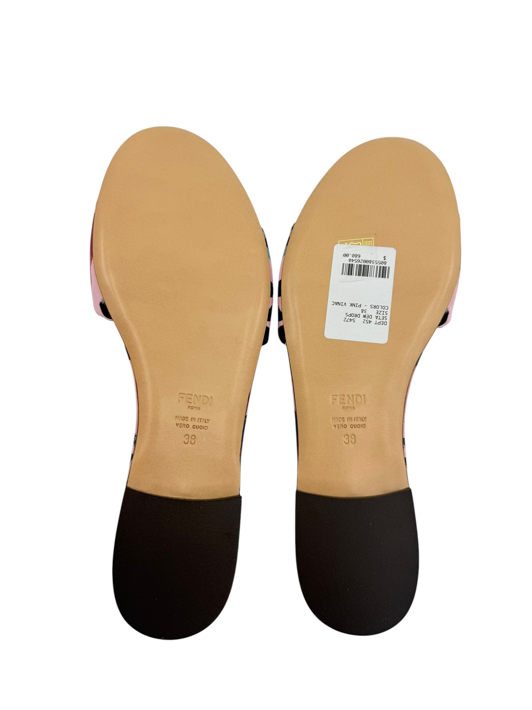 Fendi Sunshine Dew Drops Satin Slides (38/8)