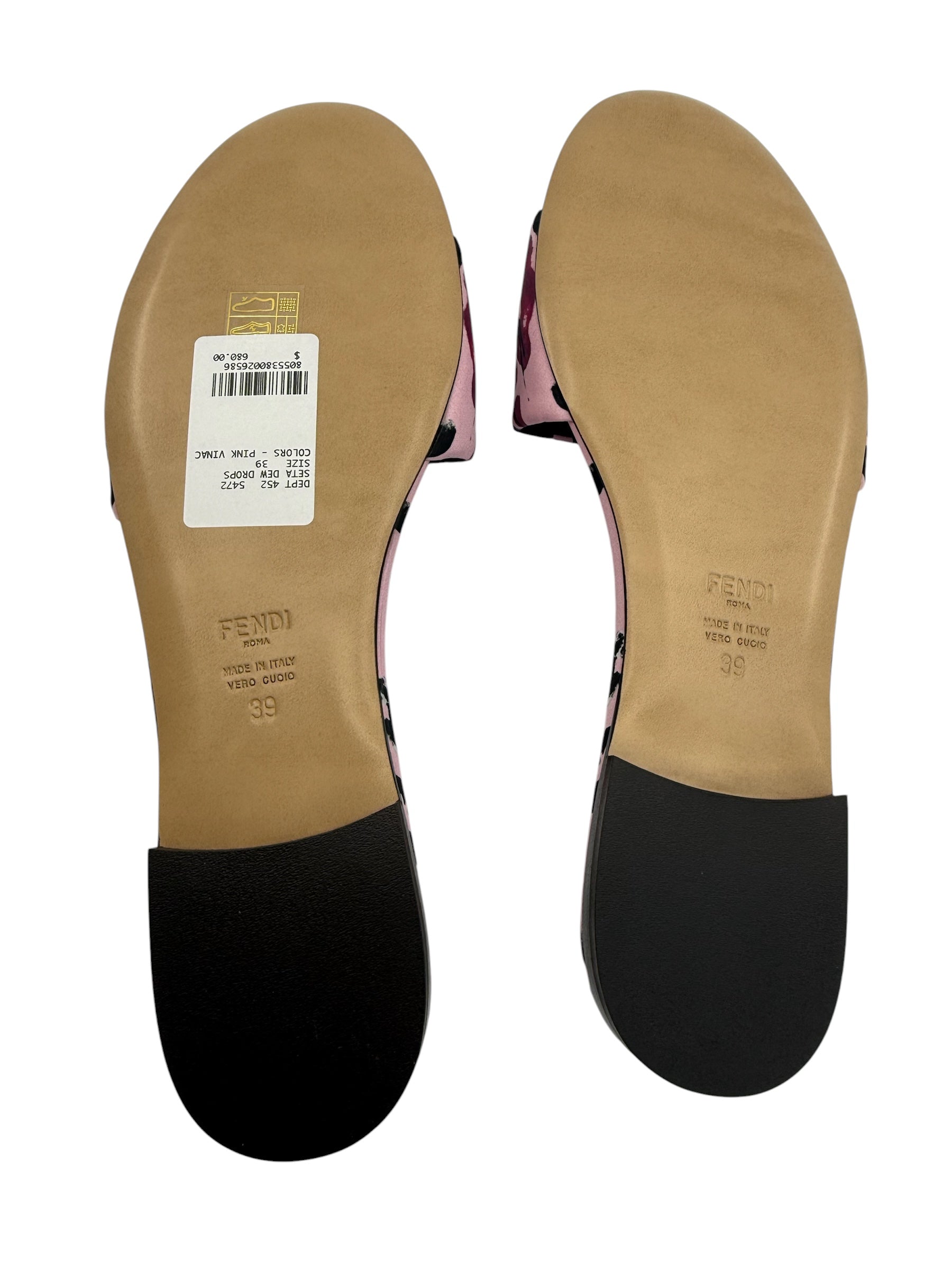 Fendi Sunshine Dew Drops Satin Slides (39/9)