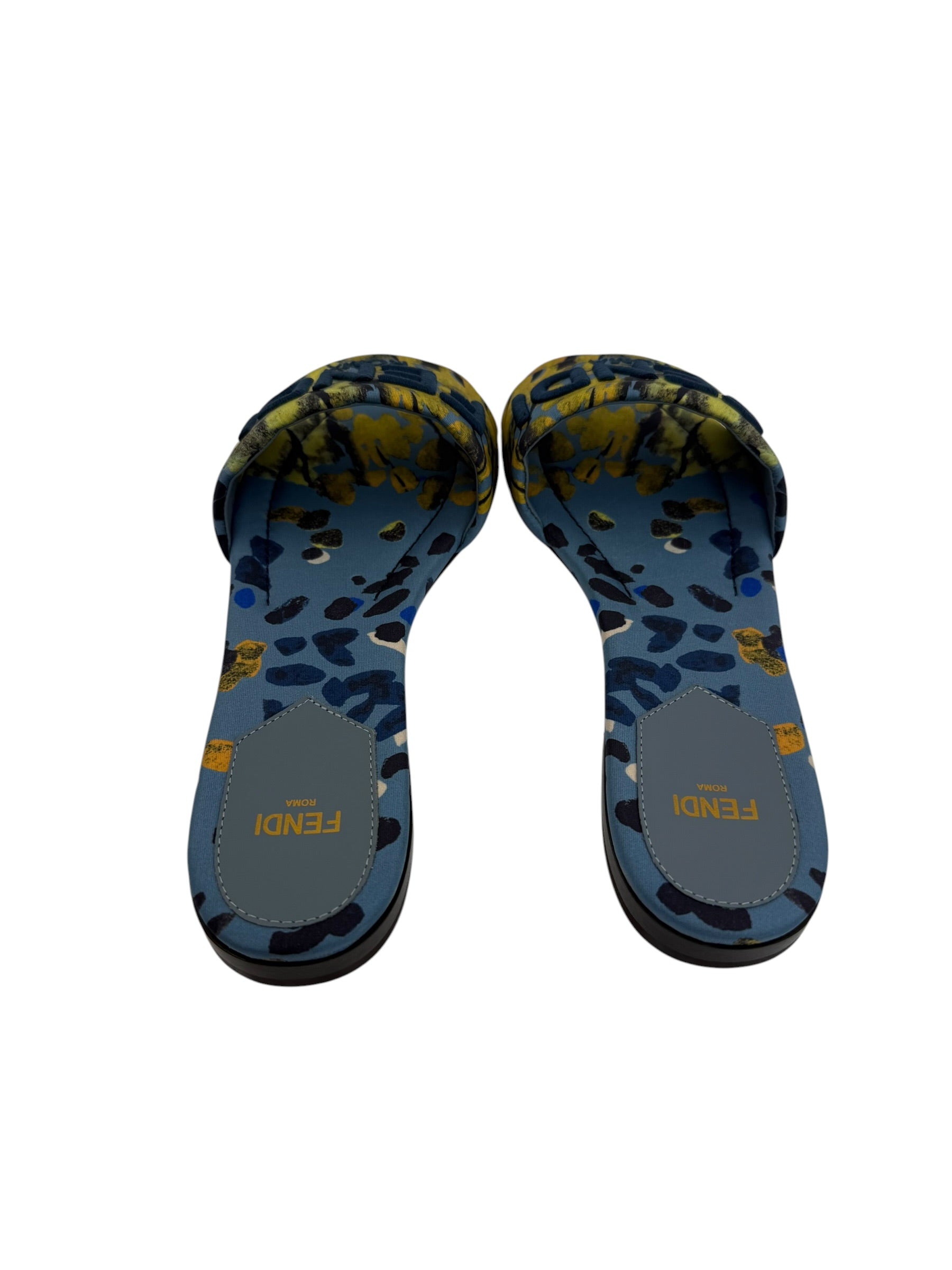 Fendi Sunshine Dew Drops Satin Slides (37/7)