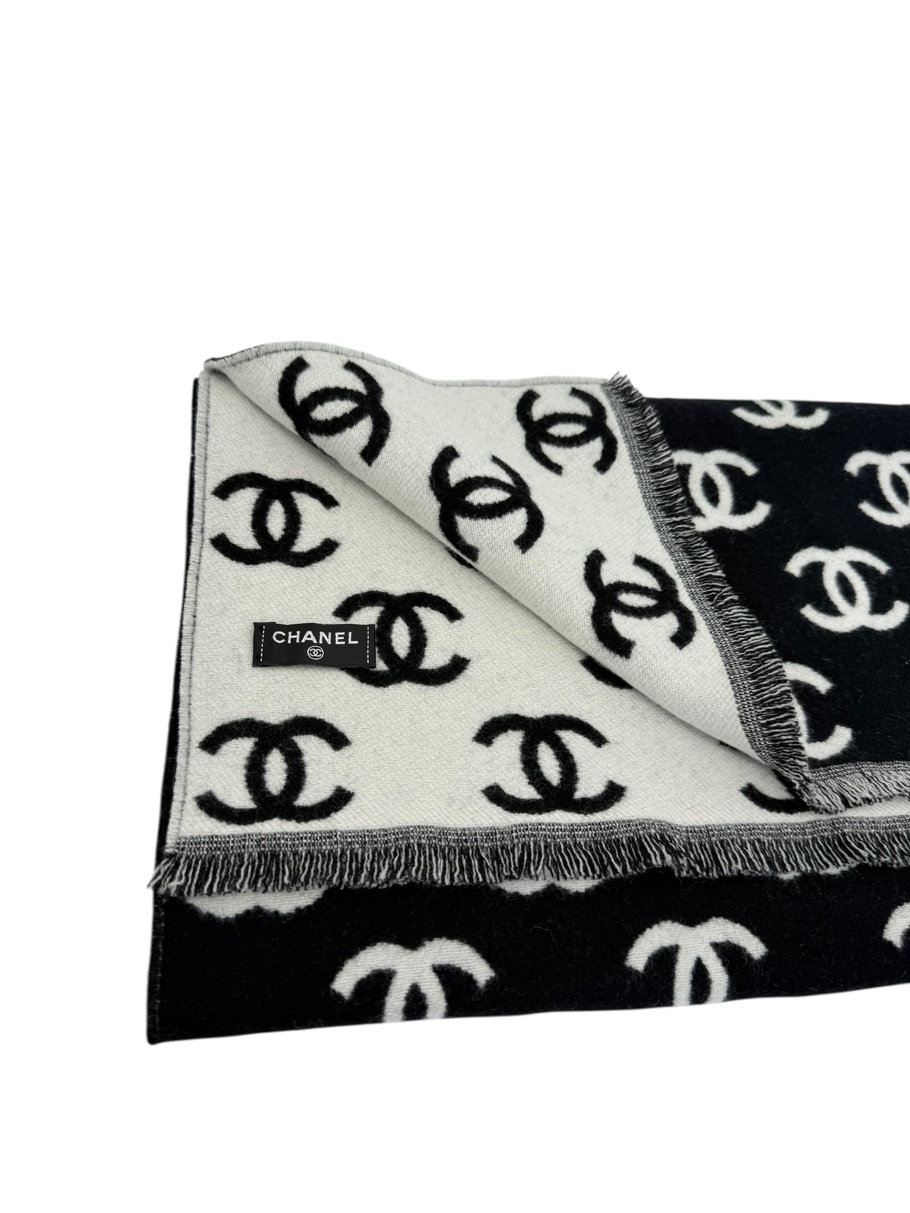 Chanel Wool/Cashmere Blend Fringe Scarf